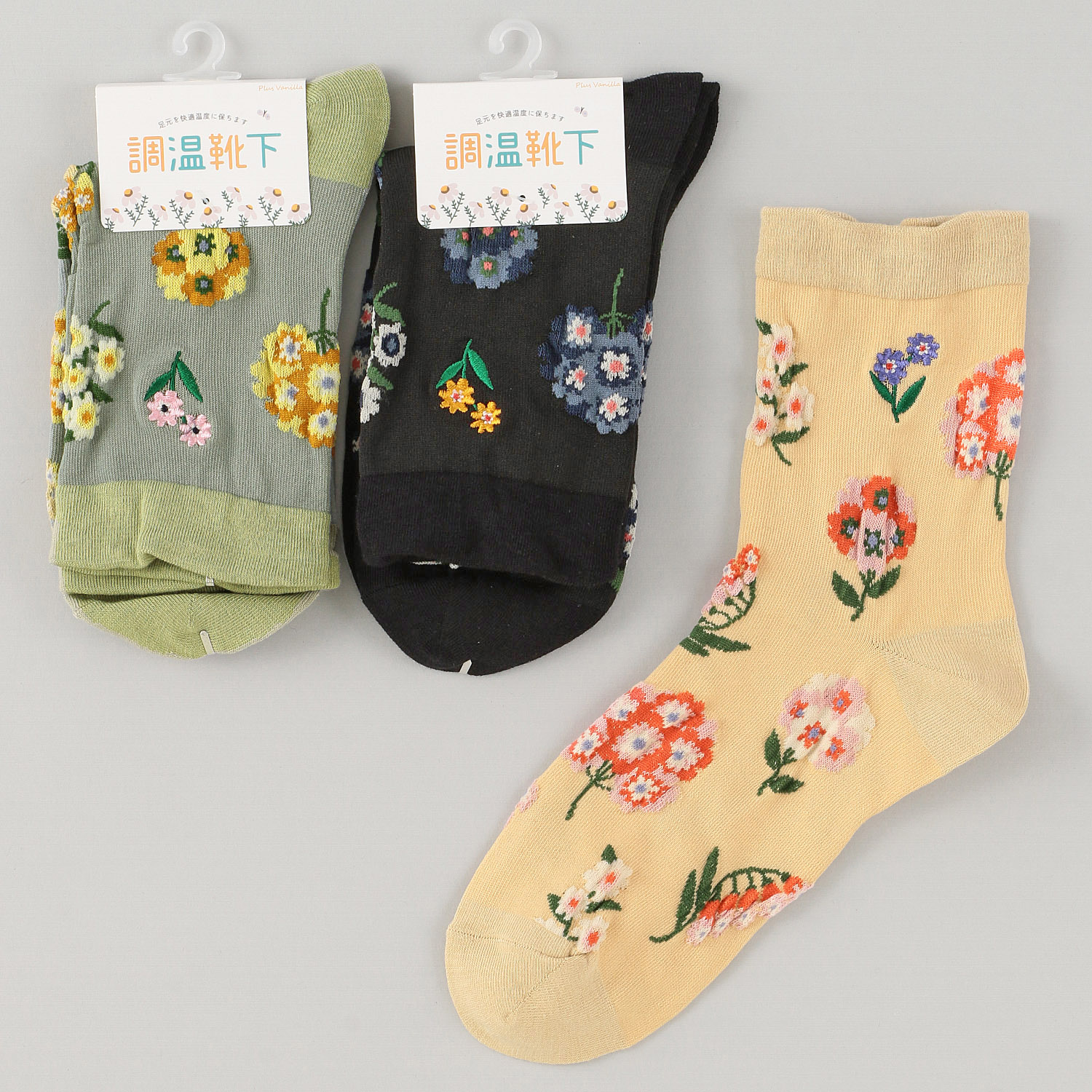 Natural Collection  クルー丈  フラワー柄  靴下