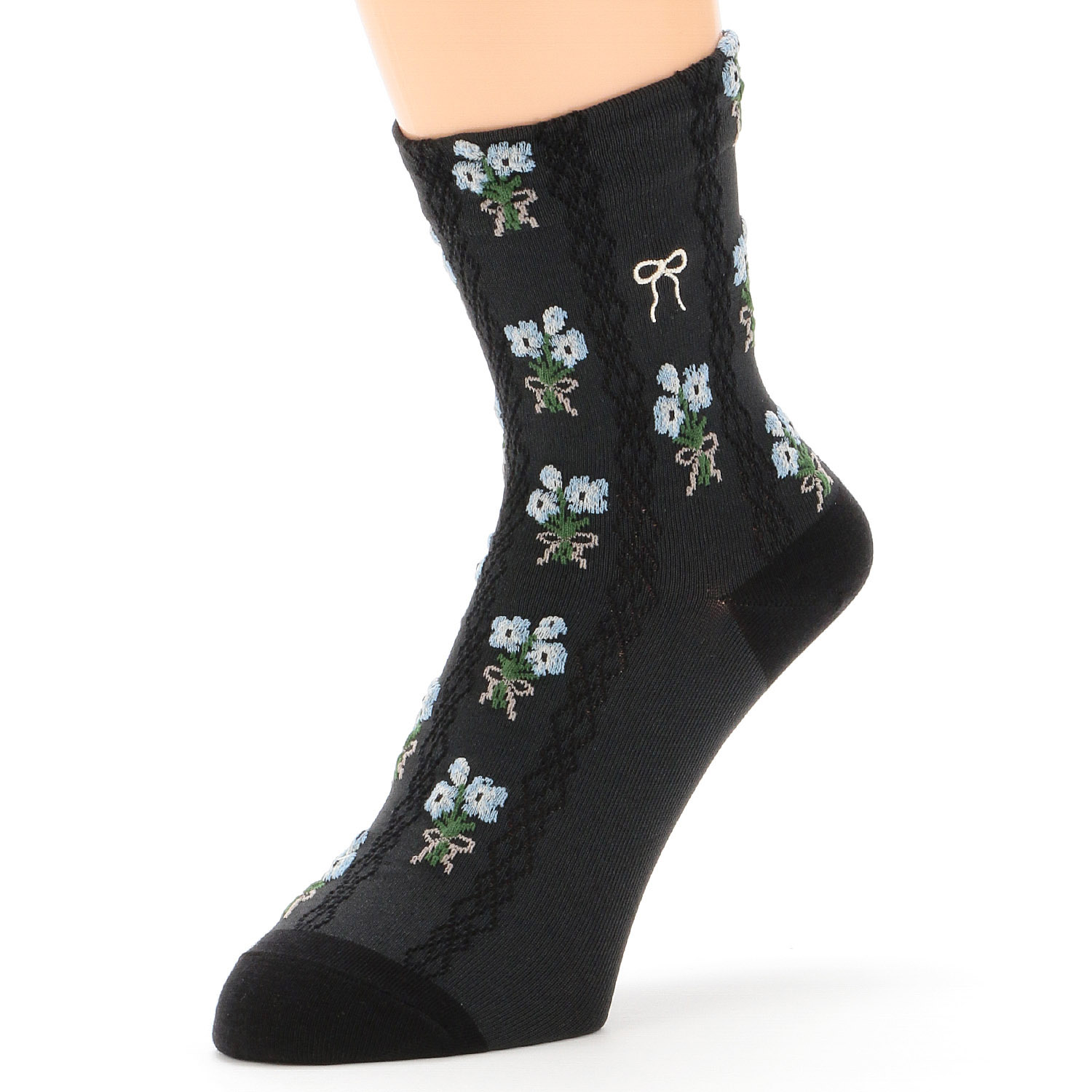 Natural Collection  クルー丈  リボン刺しゅうつき 靴下 - 画像2