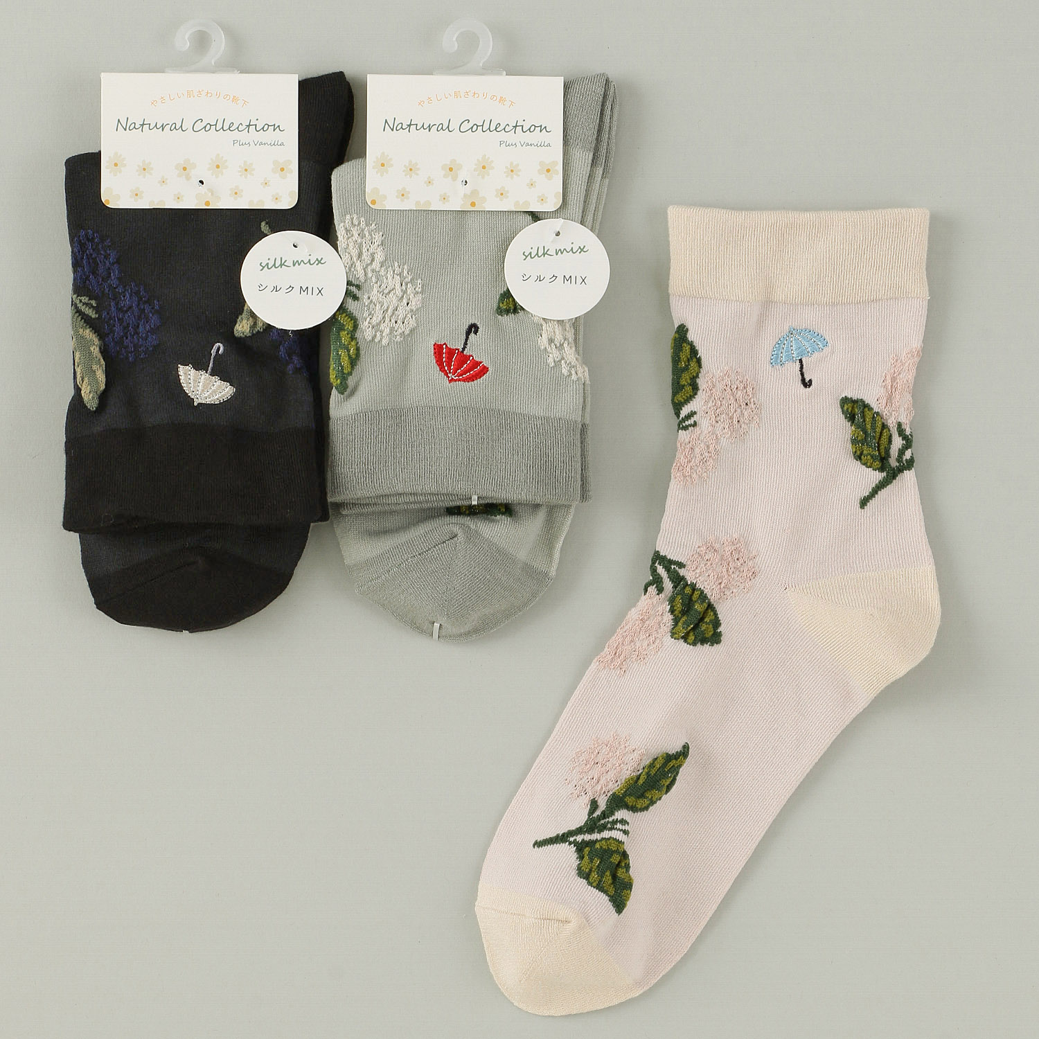 Natural Collection  クルー丈 シルクMIX 薄手 靴下