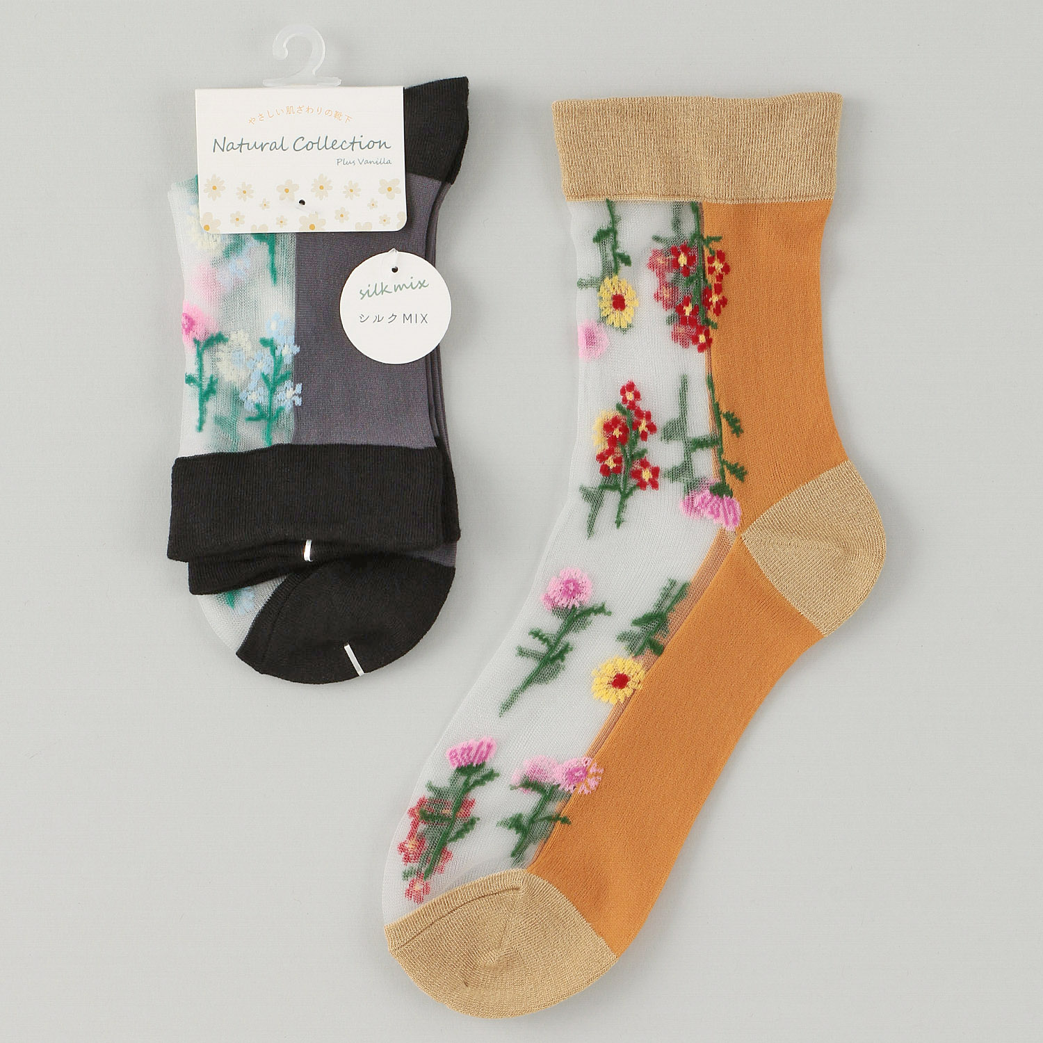 Natural Collection  クルー丈 シルクMIX シースルー 靴下