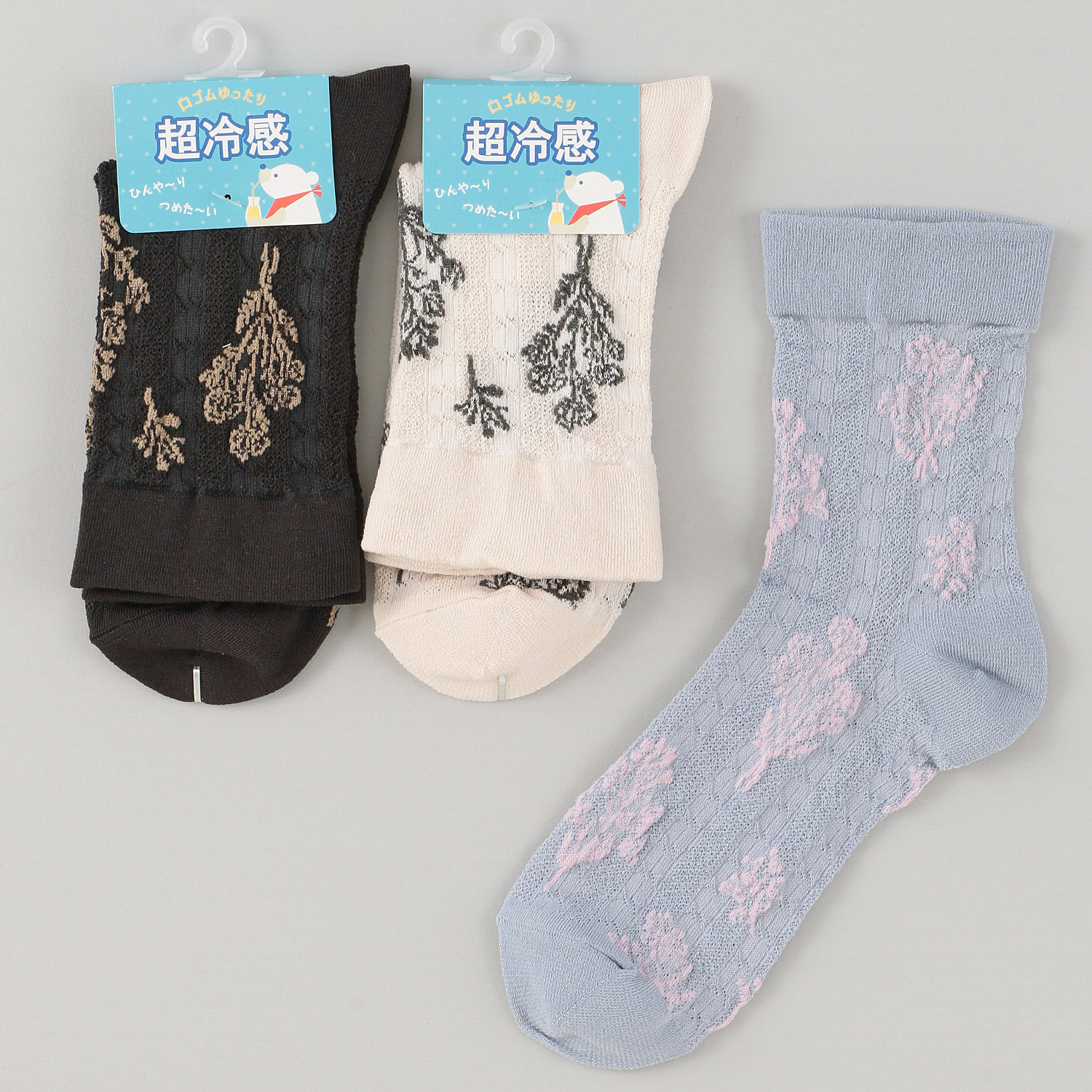 Natural Collection クルー丈 超冷感 メッシュ編み 靴下