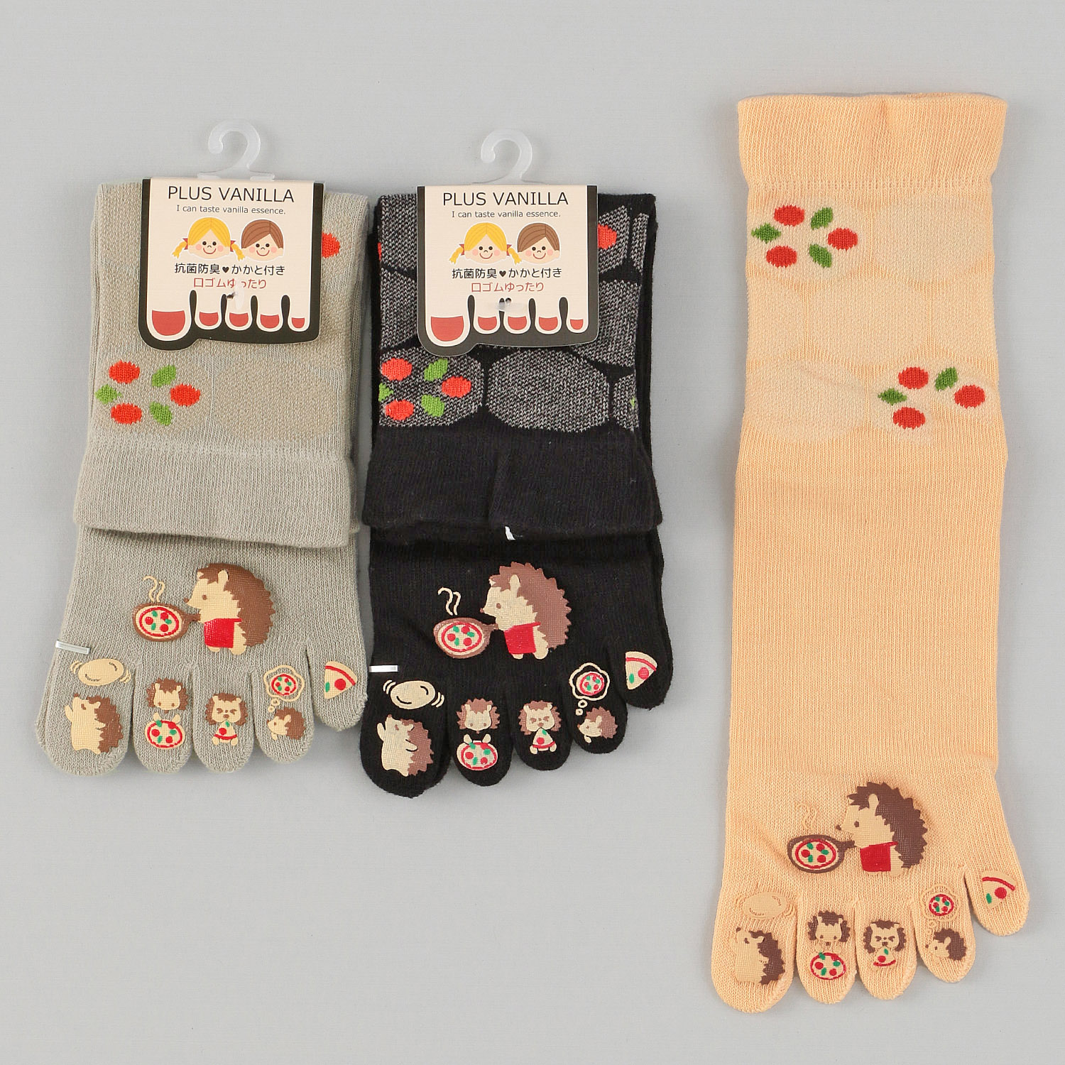 5本指 クルー丈 ハリネズミ  ラバー付き  靴下