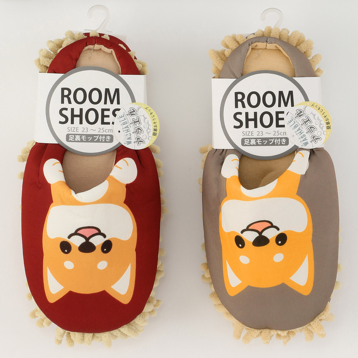 モップ付きルームシューズ ひょっこり柴犬
