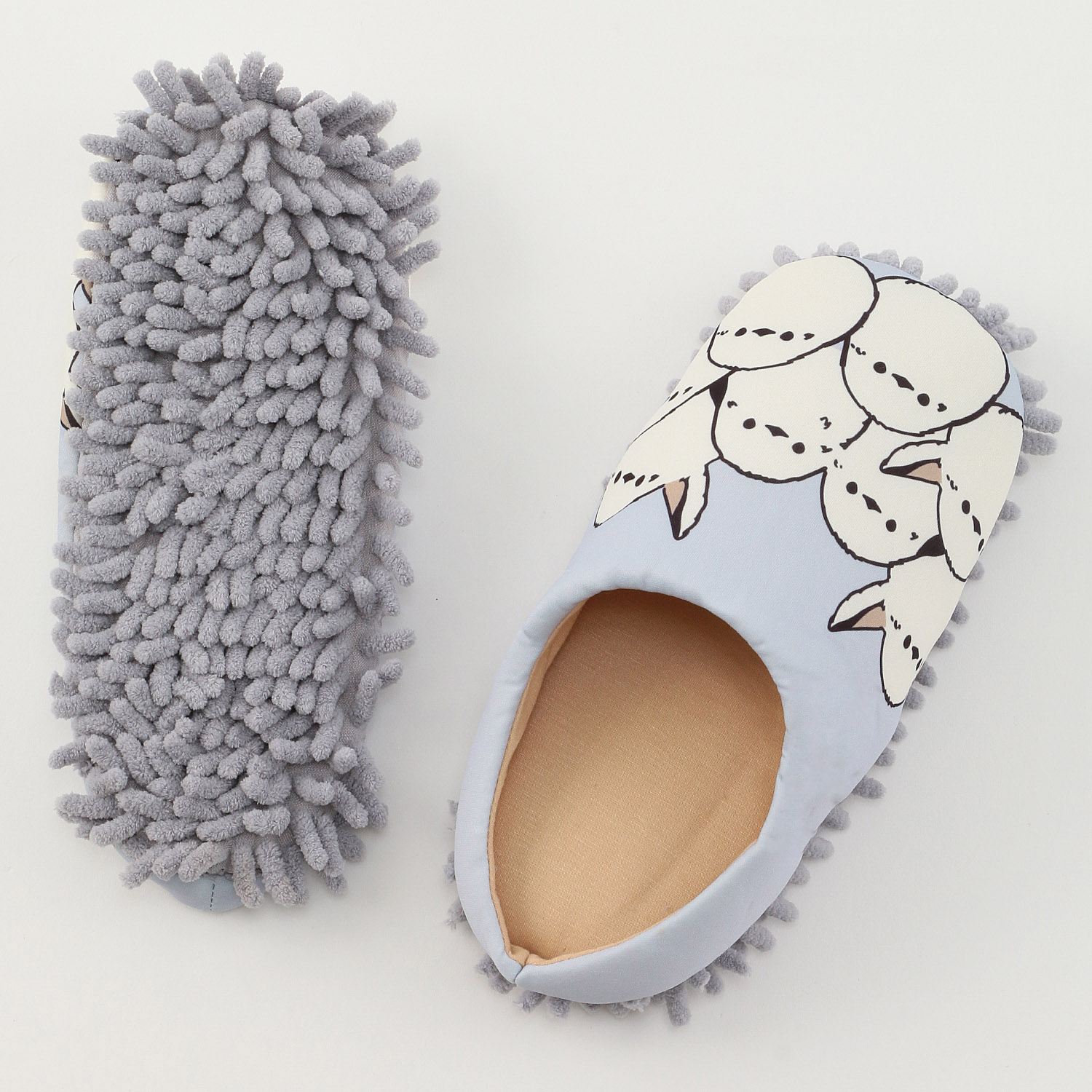 モップ付きルームシューズ シマエナガいっぱい - 画像3