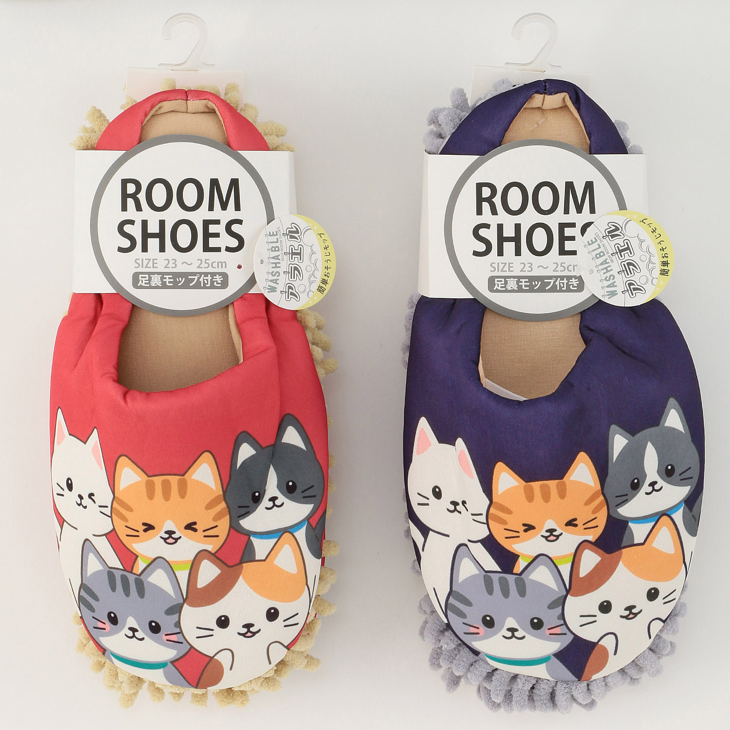 モップ付きルームシューズ ネコいっぱい