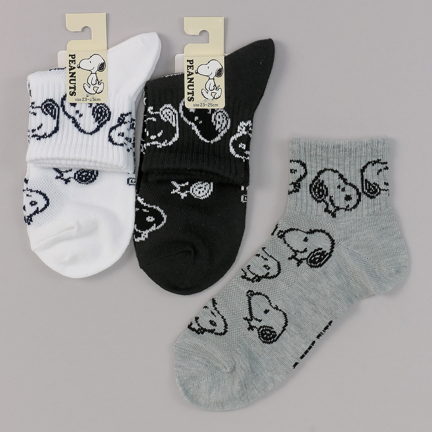 クルー丈（10cm丈） スヌーピー 総柄 靴下