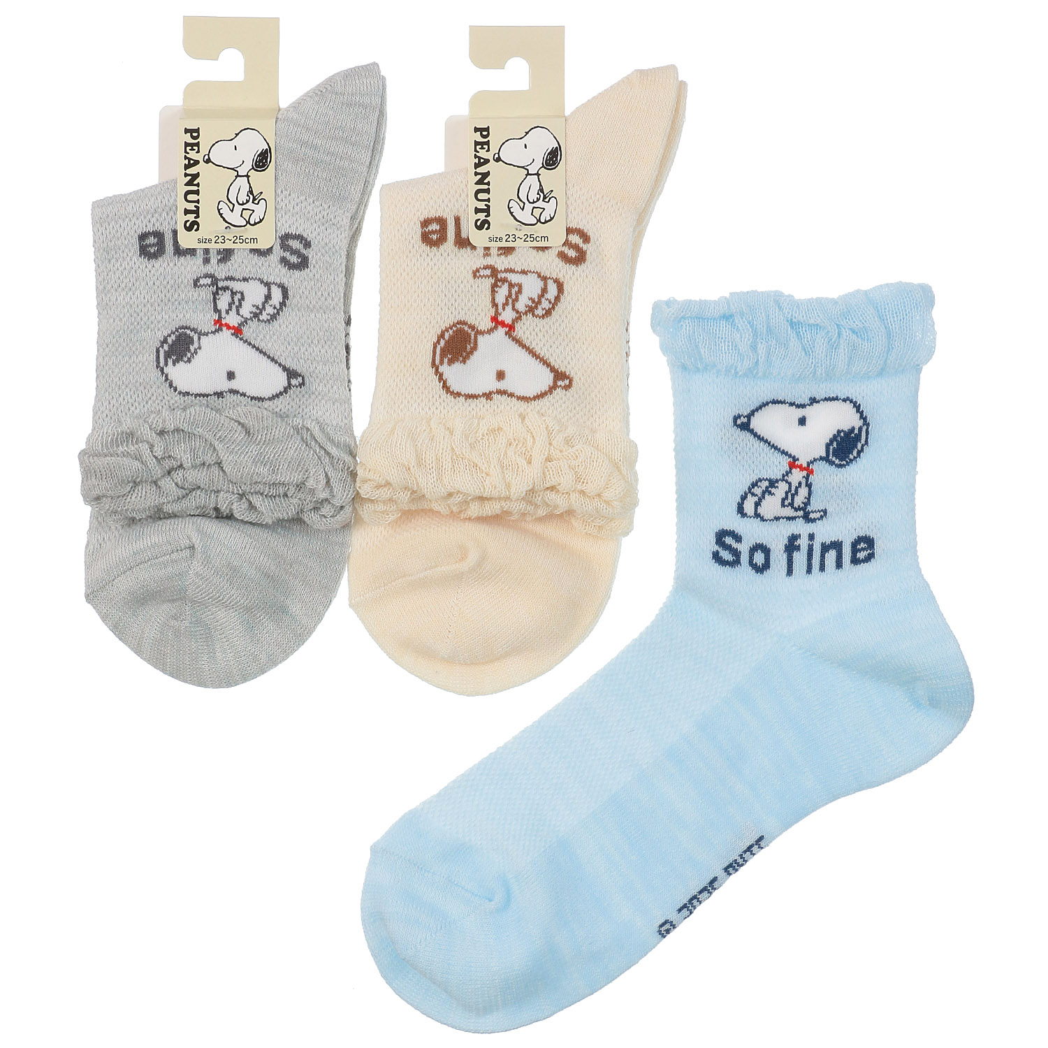 クルー丈  スヌーピー  メッシュ 靴下