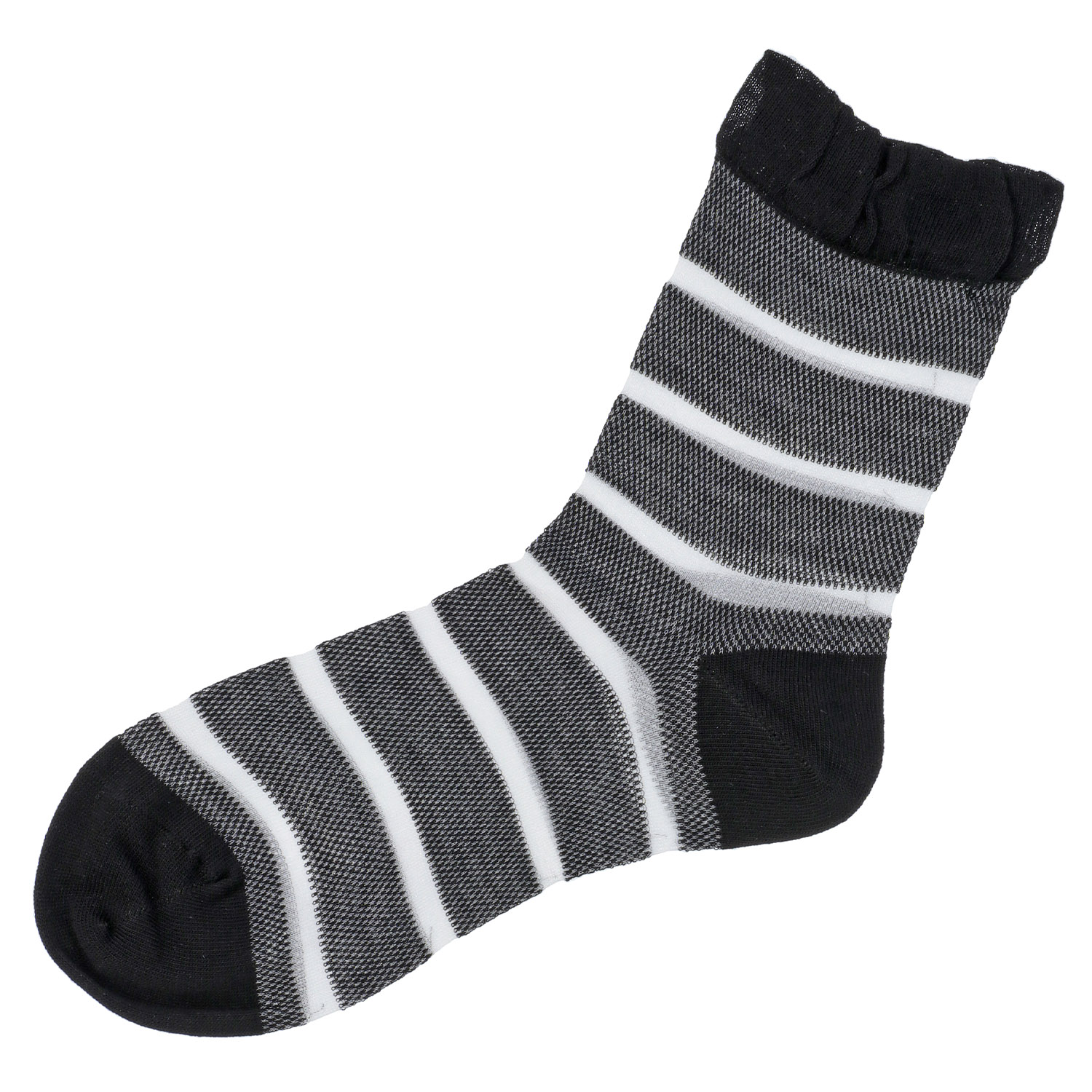 STREAM  ゴム口 シャーリング シースルーボーダー クルー丈 靴下 - 画像3