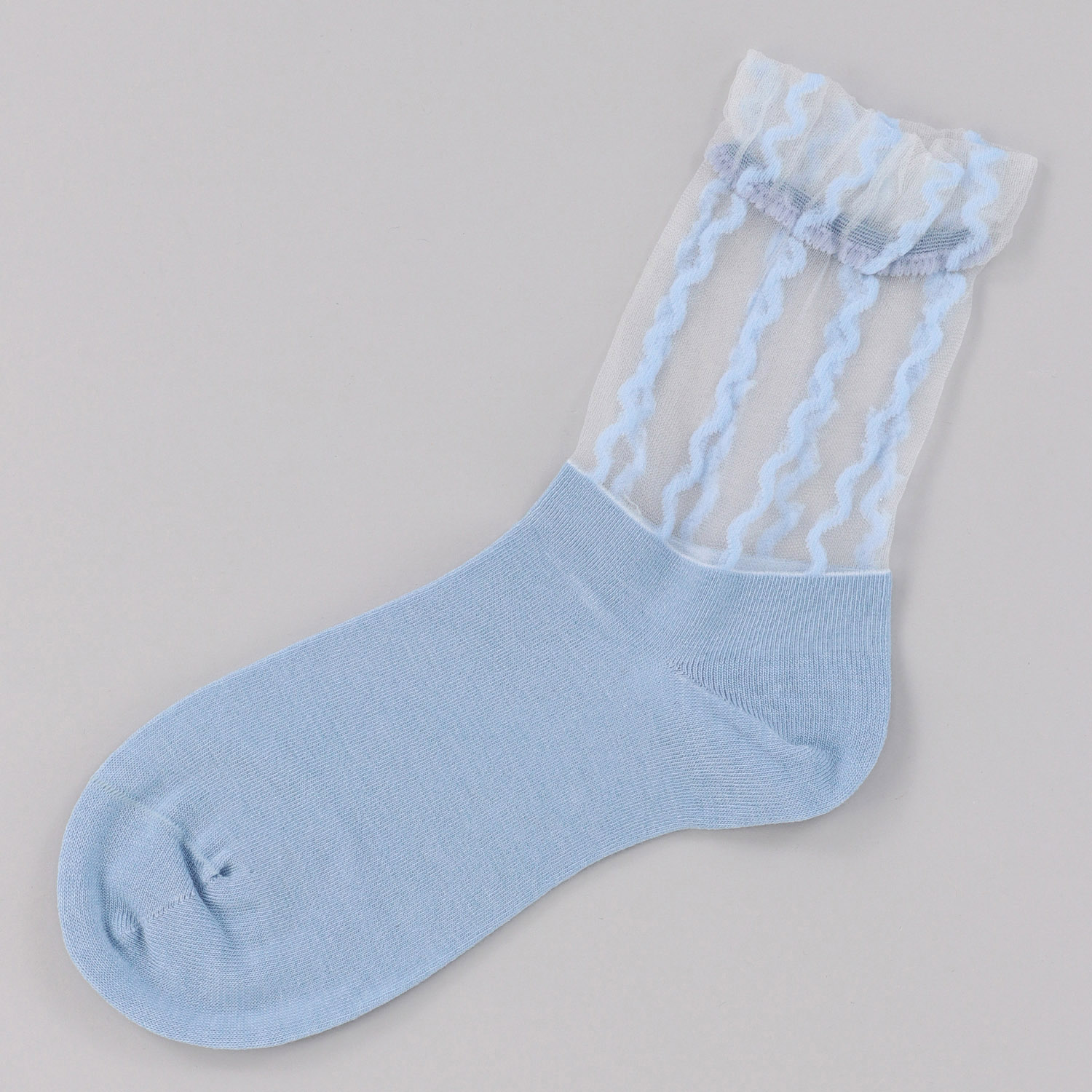 STREAM  トップシースルー 波ストライプ柄 クルー丈 靴下 - 画像3