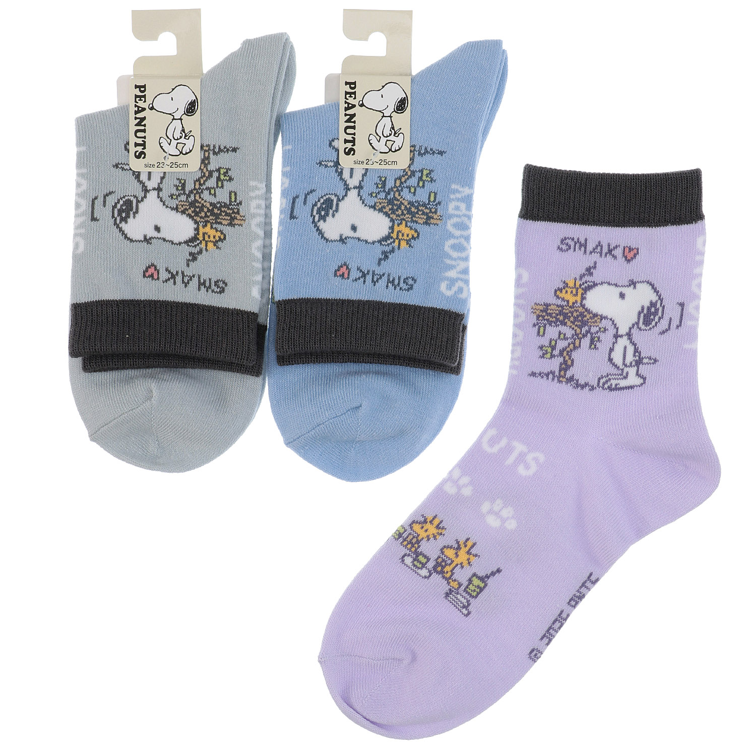 クルー丈  スヌーピー サイド柄 靴下【在庫限り】