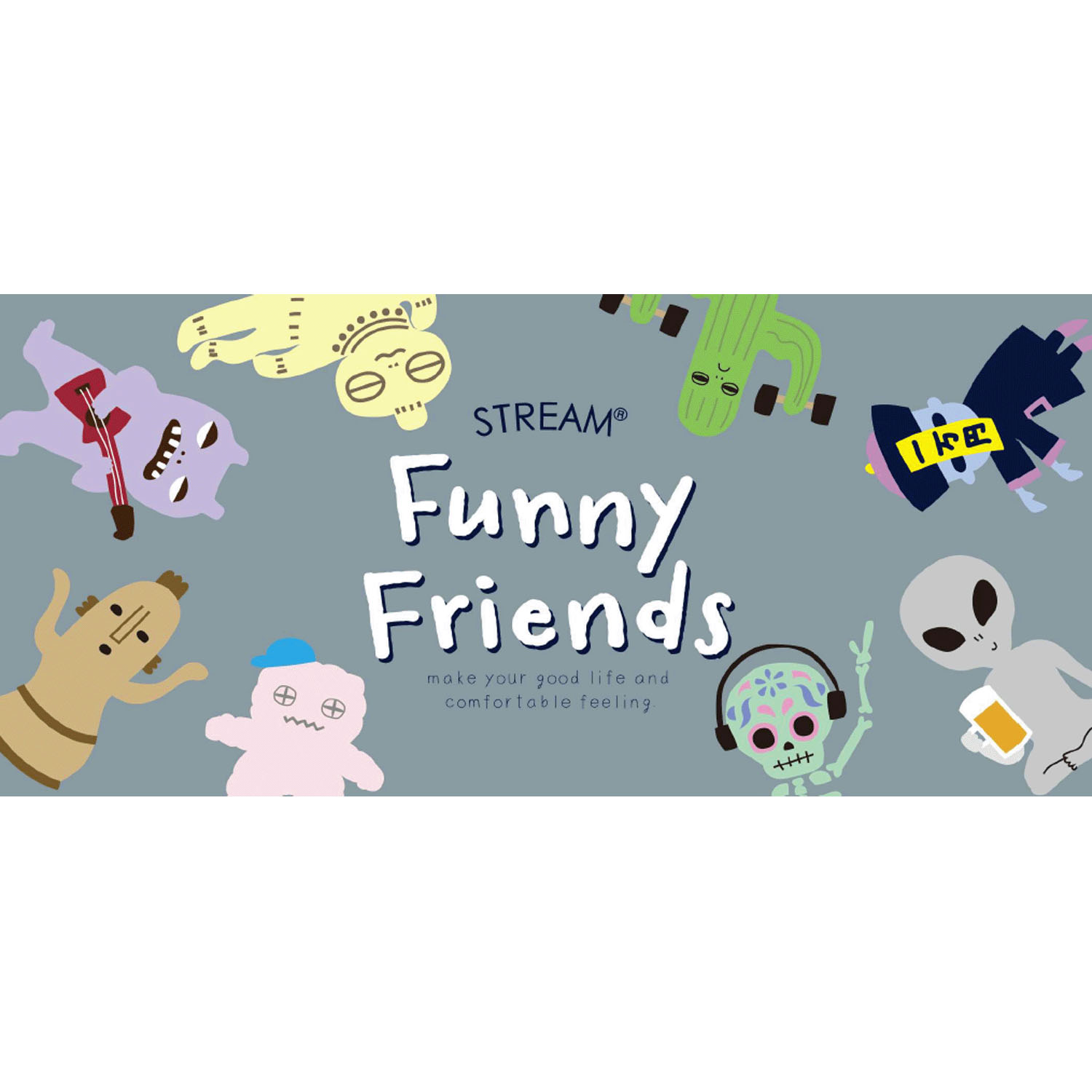 STREAM   Funny Friends ビール宇宙人 刺しゅう クルー丈 靴下 - 画像3