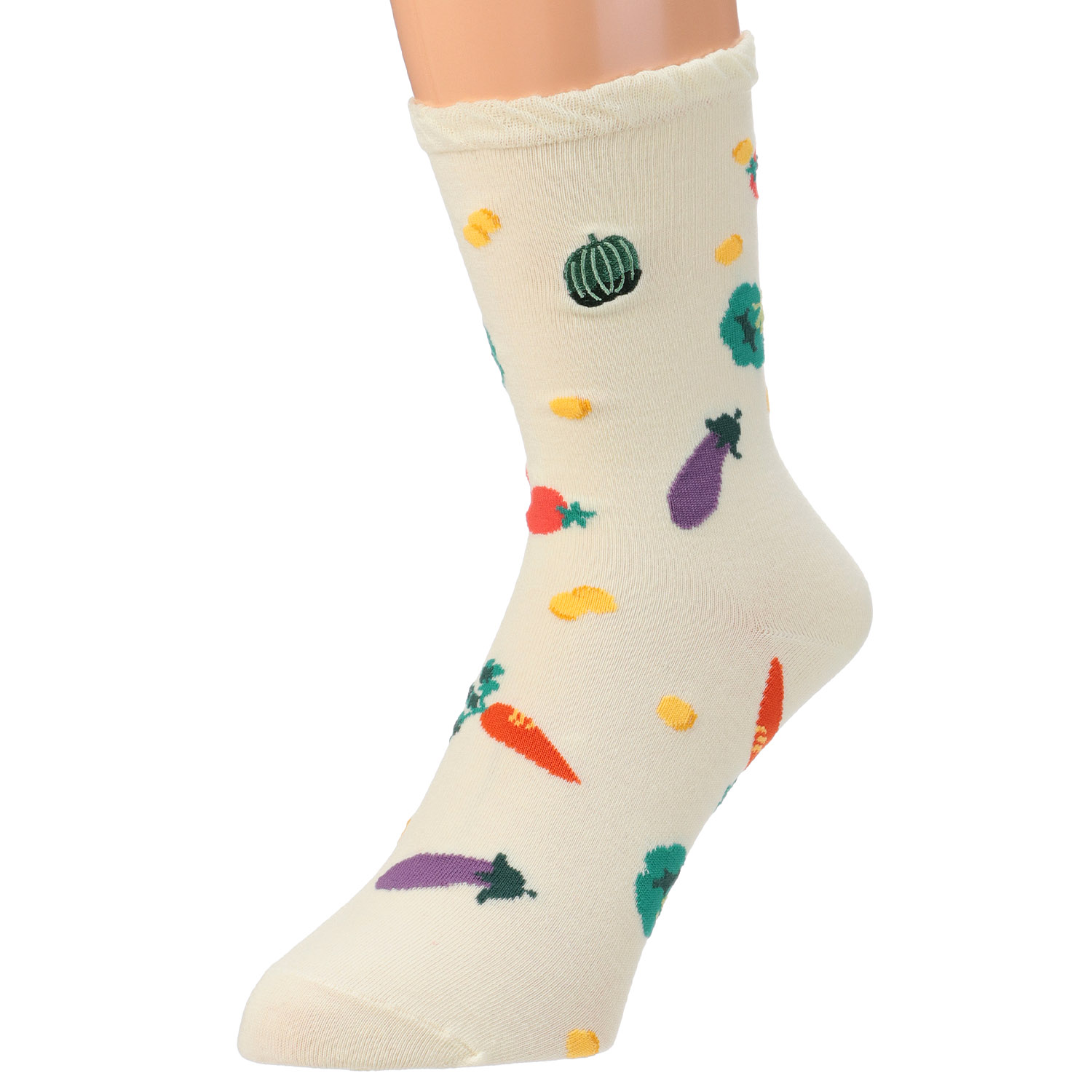 STREAM   いろんなお野菜部分刺繍 クルー丈 靴下【在庫限り】 - 画像5