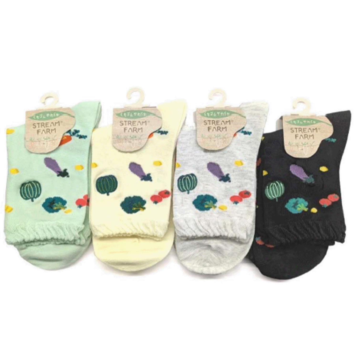STREAM   いろんなお野菜部分刺繍 クルー丈 靴下【在庫限り】
