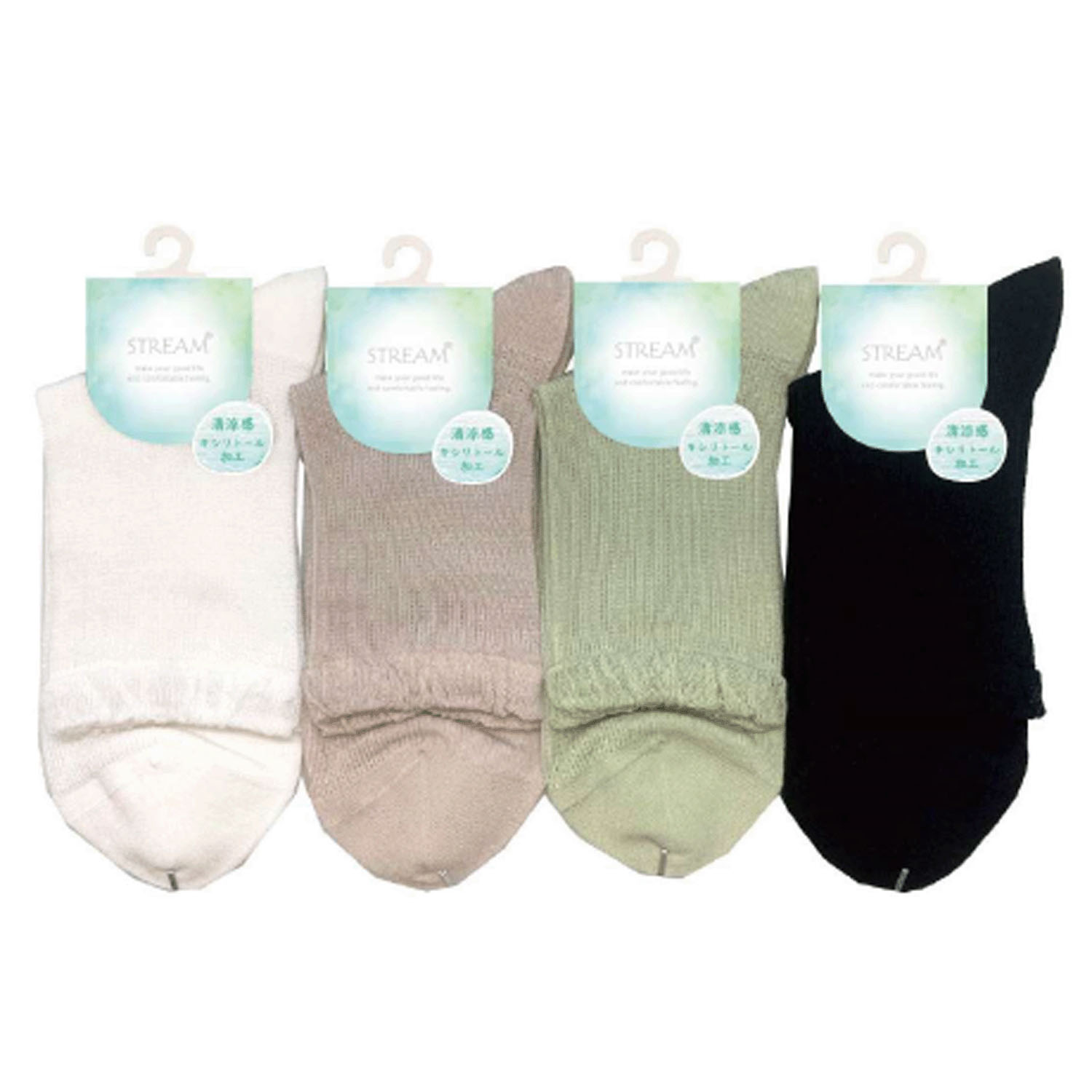 STREAM   キシリトール加工 スパイラルメッシュ ロークルー 靴下