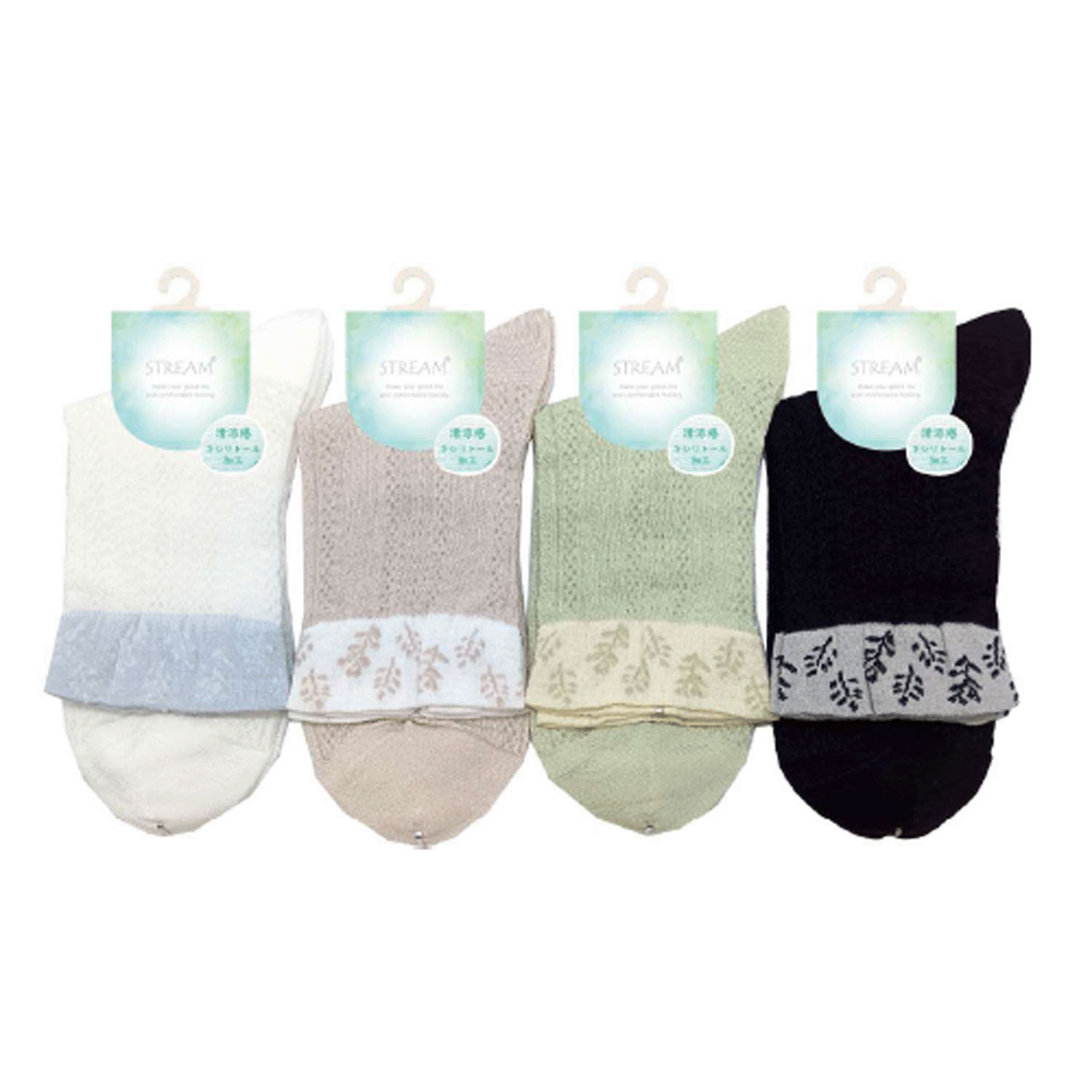 STREAM   キシリトール加工  トップ気の実柄 ロークルー 靴下
