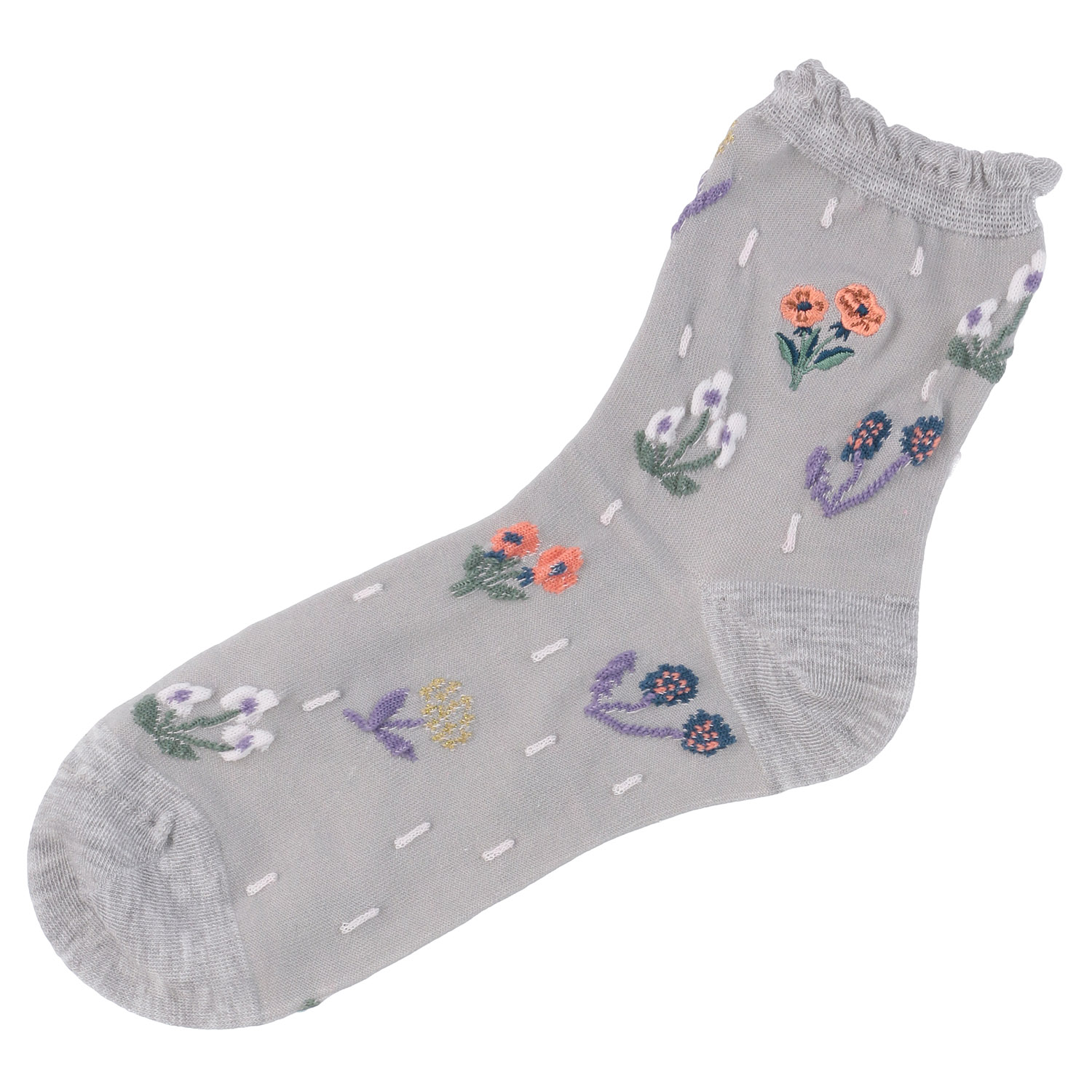STREAM  ハーバルソックス フラワー刺？ てんてん フロート ロークルー 靴下 - 画像5