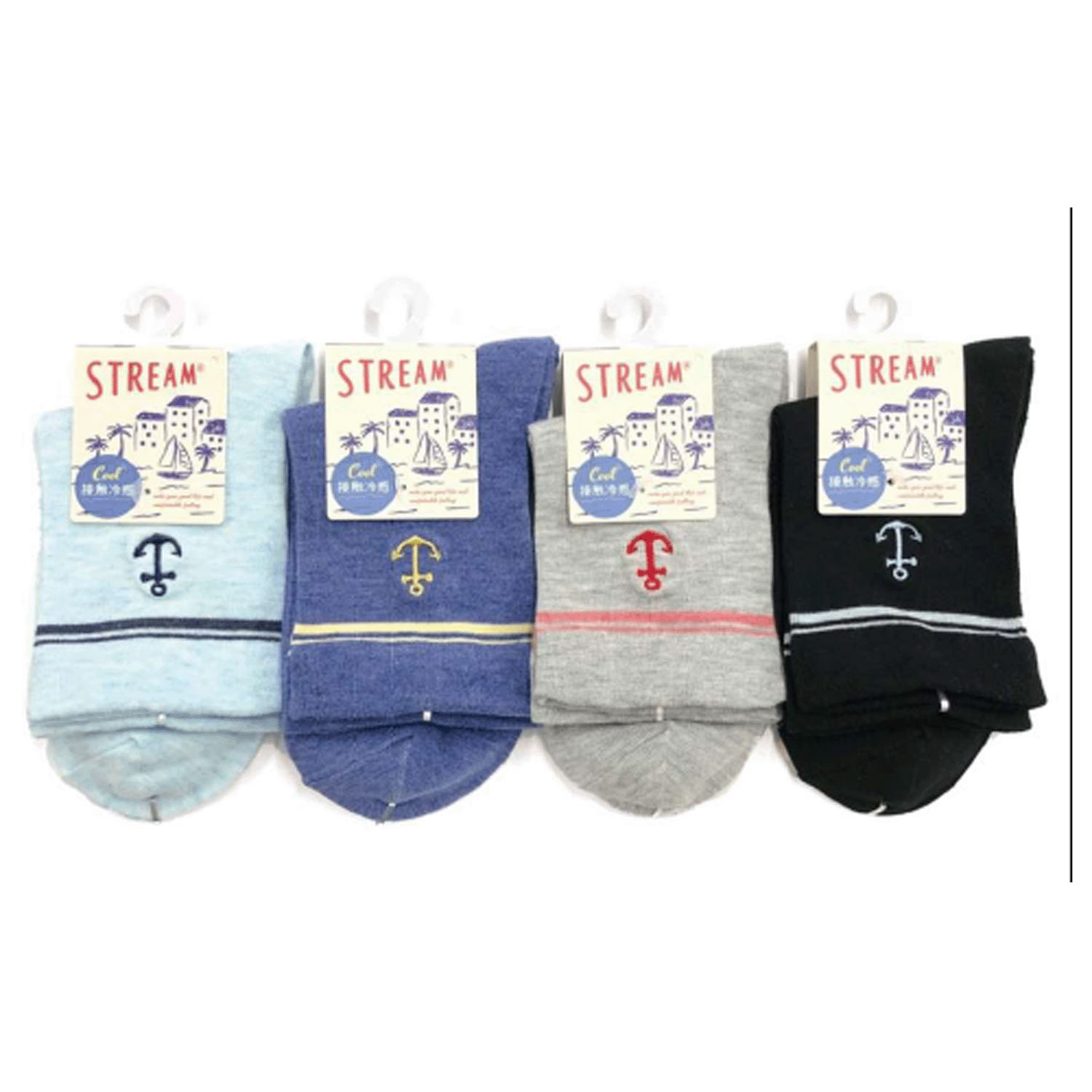 STREAM  接触冷感 マリン刺繍 ロークルー 靴下