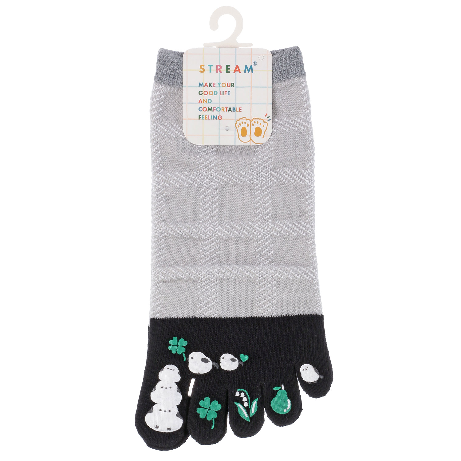 STREAM 5本指  だんご シマエナガ  スニーカー丈 靴下 - 画像3