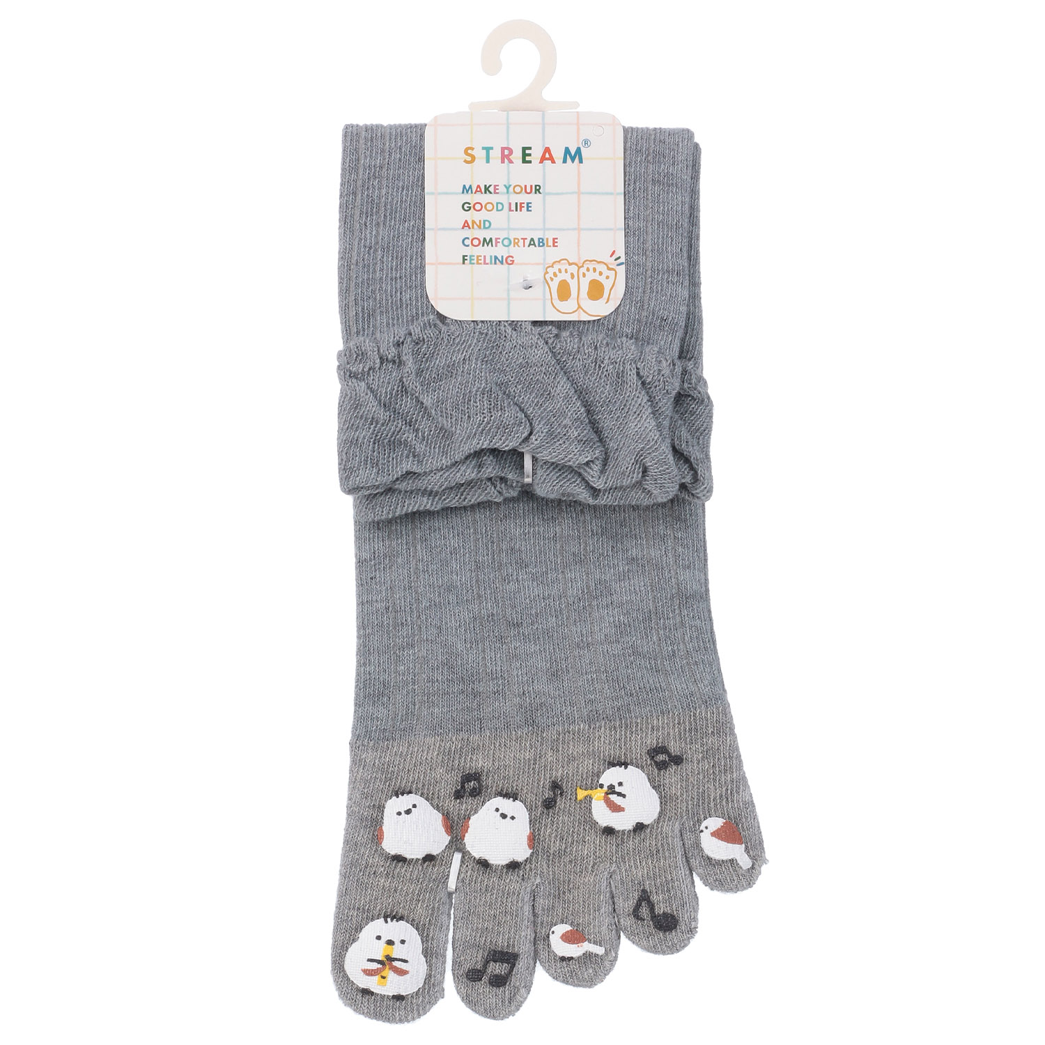 STREAM 5本指 シマエナガ 音楽会 クルー丈 靴下【在庫限り】 - 画像3