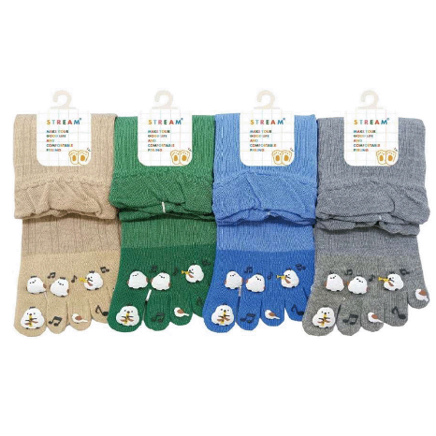 STREAM 5本指 シマエナガ 音楽会 クルー丈 靴下【在庫限り】