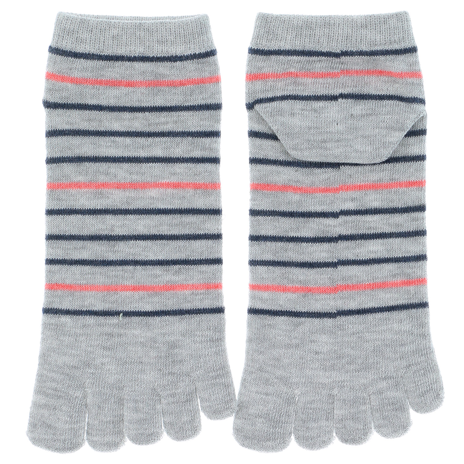 STREAM 5本指 接触冷感 スニーカー丈 マリンボーダー 靴下 - 画像4