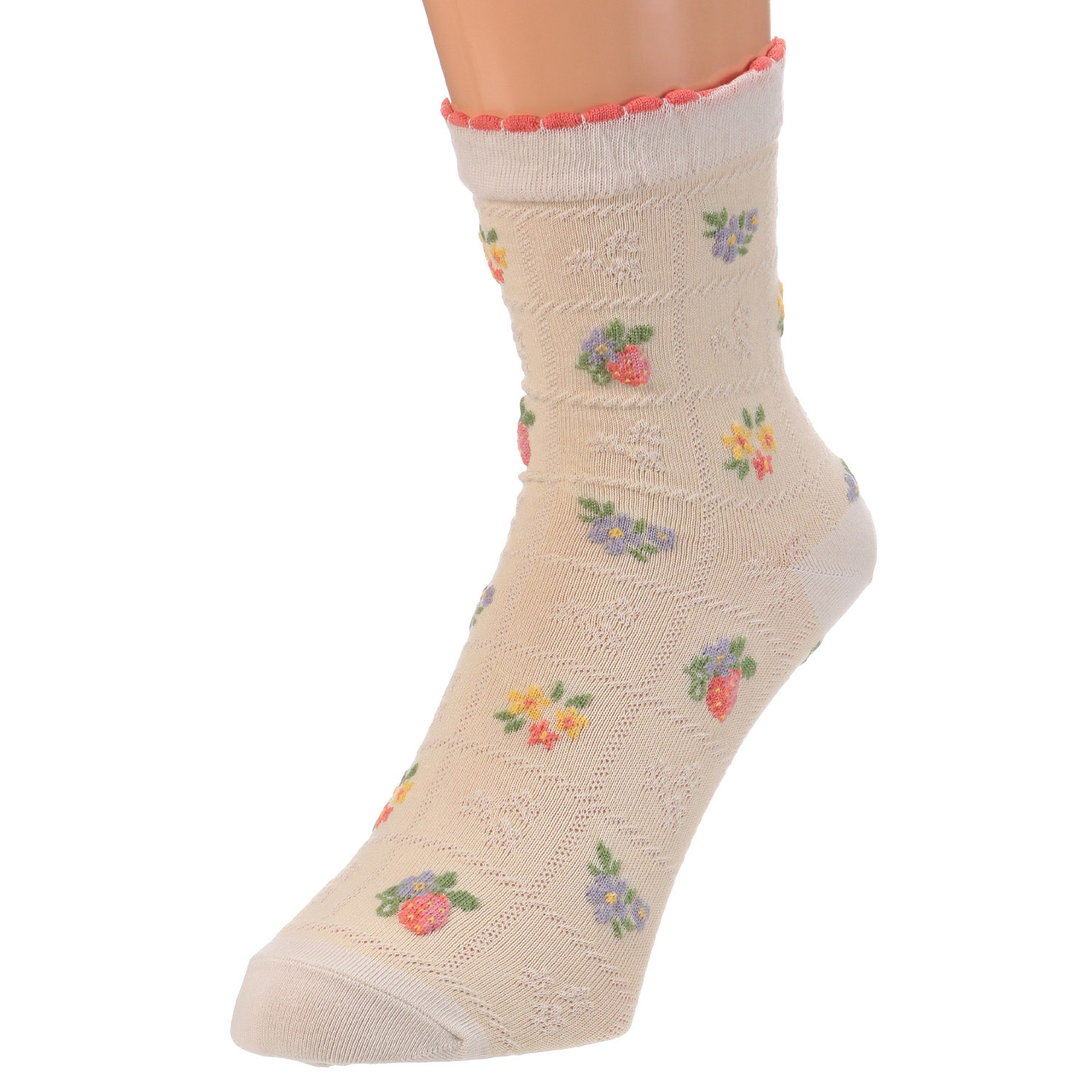 あなたに優しい ロークルー 表綿100％ イチゴチェック【在庫限り】 - 画像3