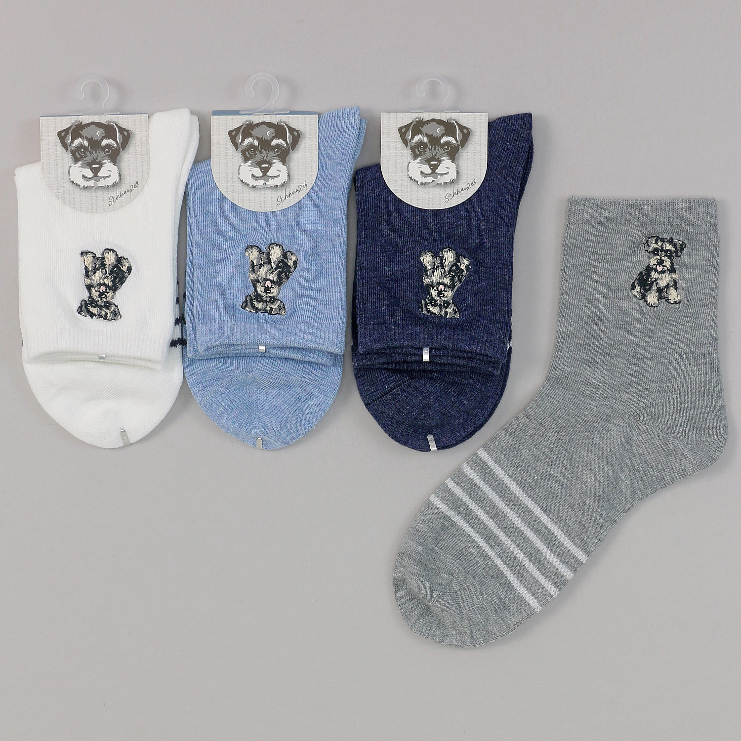 ロークルー丈 シュナウザー刺繍ライン【在庫限り】