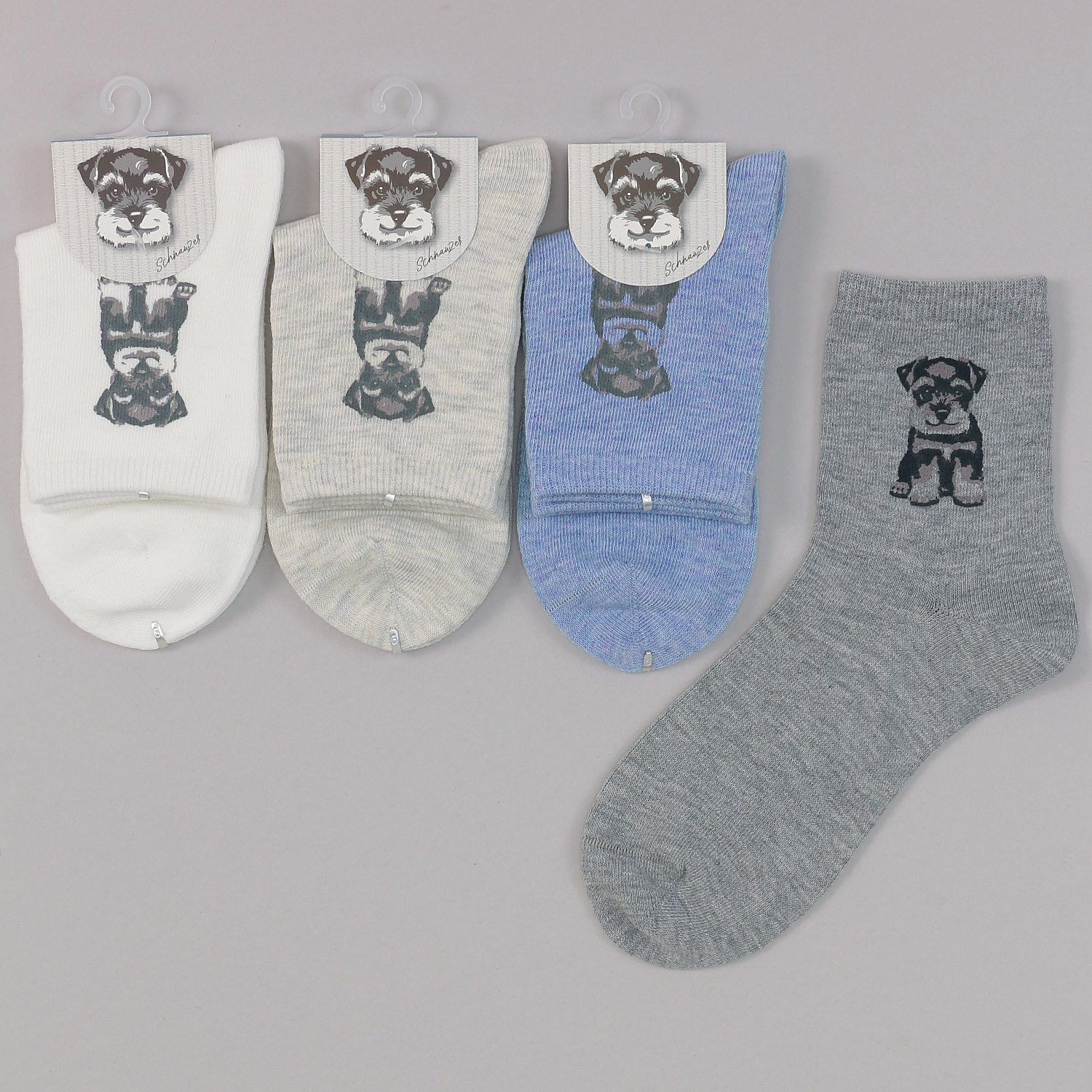 ロークルー丈 シュナウザープリント 無地【在庫限り】