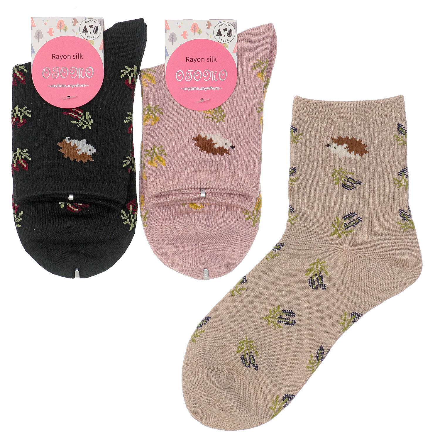 ロークルー丈 レーヨンシルク混 ハリネズミ【在庫限り】