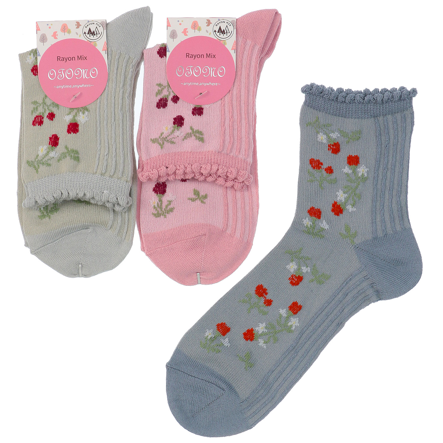 ロークルー丈 ピコットフロートワイルドベリー【在庫限り】