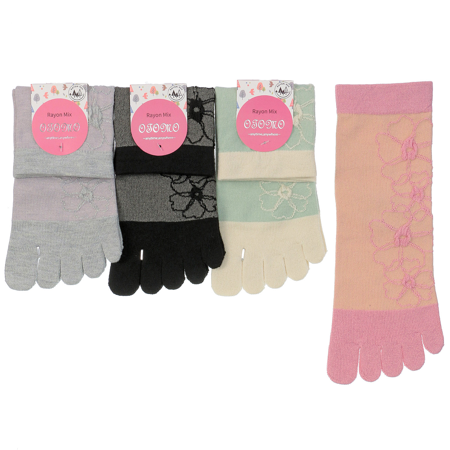 5本指 ロークルー丈 深口フロートフラワー【在庫限り】