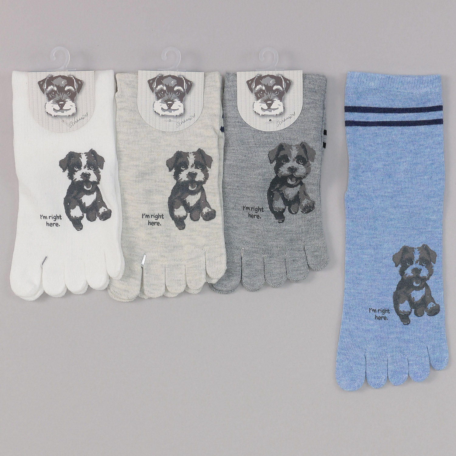 5本指 ロークルー丈 シュナウザー顔料プリント2本ライン【在庫限り】