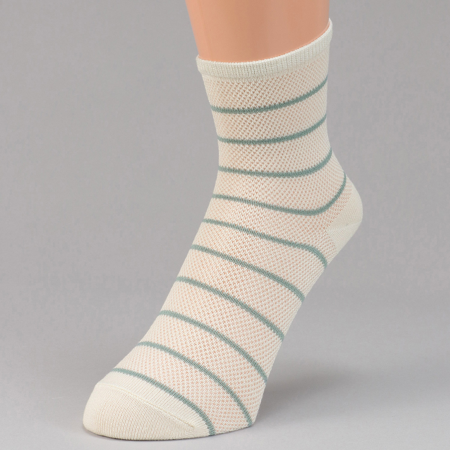 接触冷感 ロークルー丈 メッシュボーダ－【在庫限り】 - 画像3