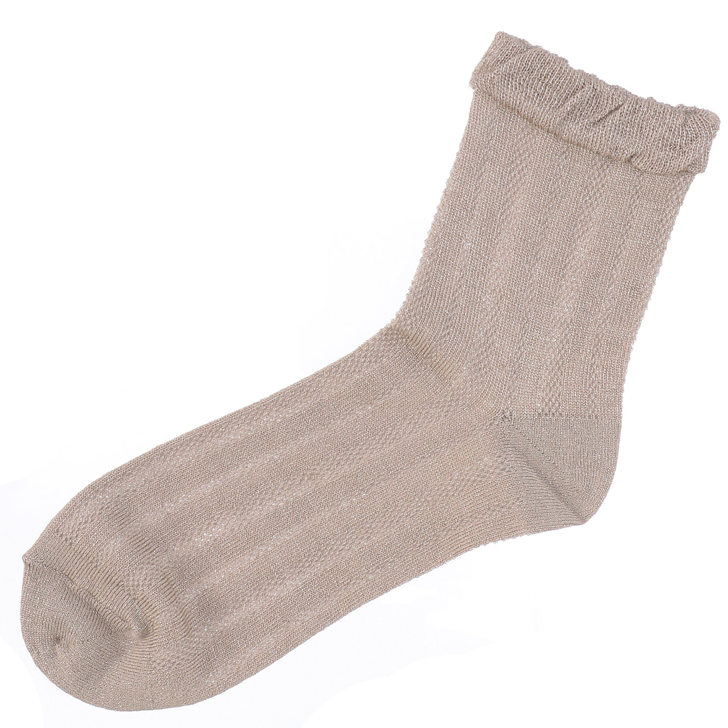 接触冷感 ロークルー丈 ラメゾッキフリル メッシュストライプ【在庫限り】 - 画像2