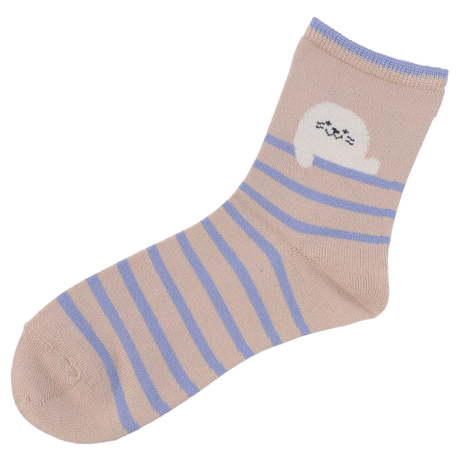 接触冷感 ロークルー丈 お手振りアザラシボーダ－【在庫限り】 - 画像2