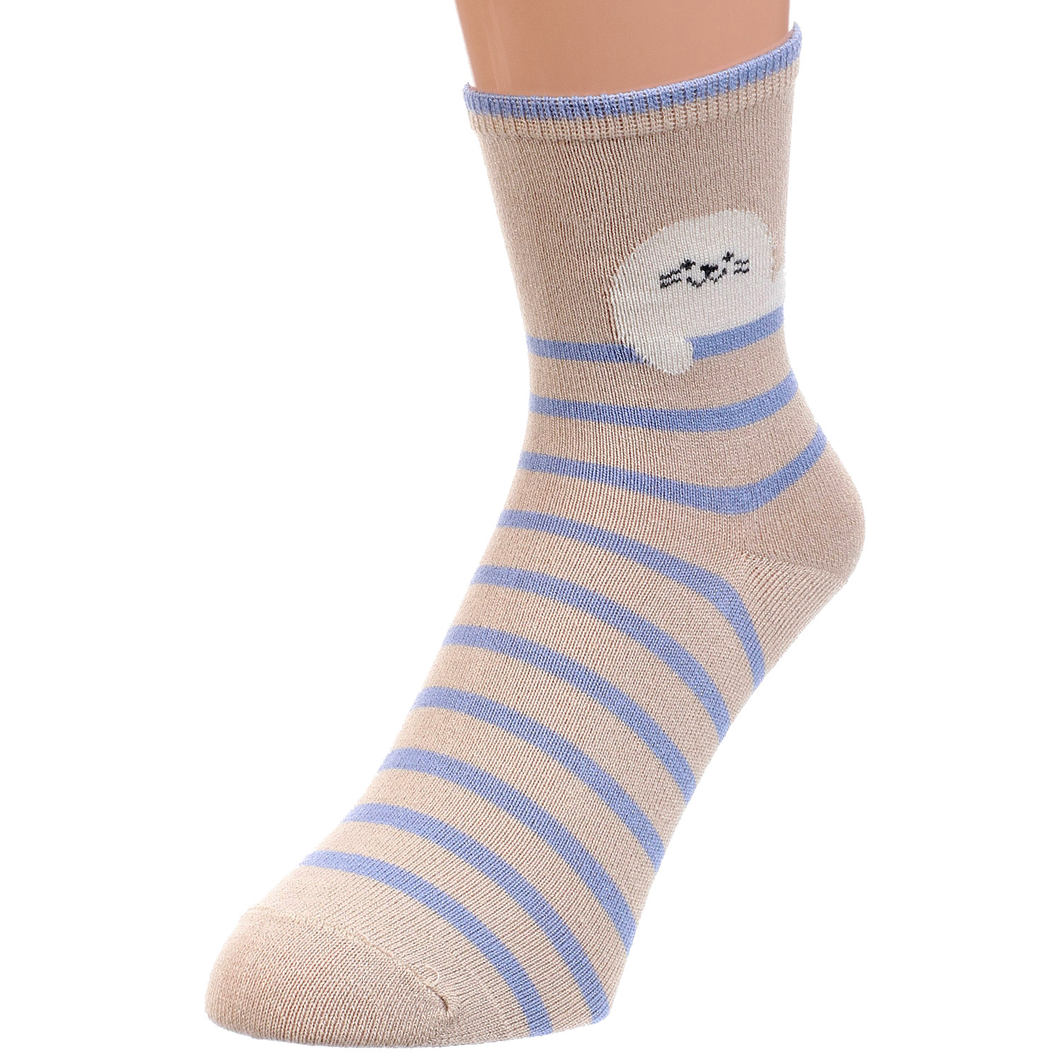 接触冷感 ロークルー丈 お手振りアザラシボーダ－【在庫限り】 - 画像3