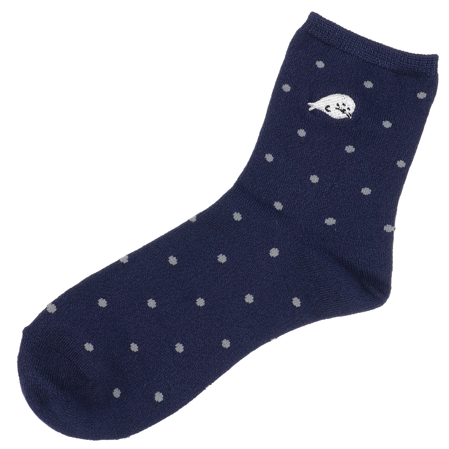 接触冷感 ロークルー丈 アザラシ刺繍ドット【在庫限り】 - 画像2