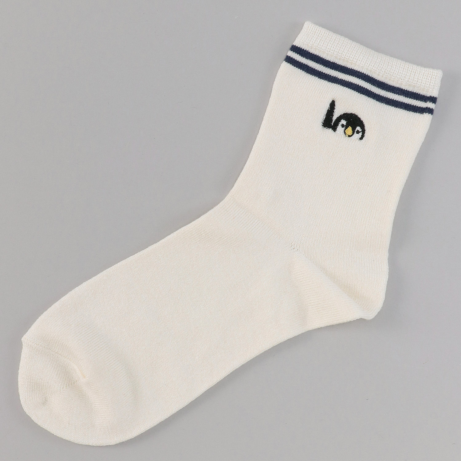 接触冷感 ロークルー丈 ペンギン刺繍ライン【在庫限り】 - 画像2