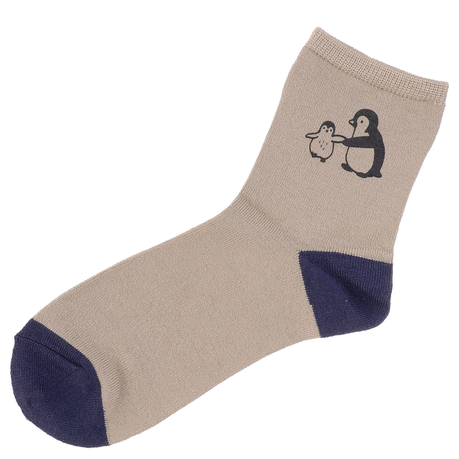 接触冷感 ロークルー丈 ペンギン顔料プリント 切替無地 - 画像2