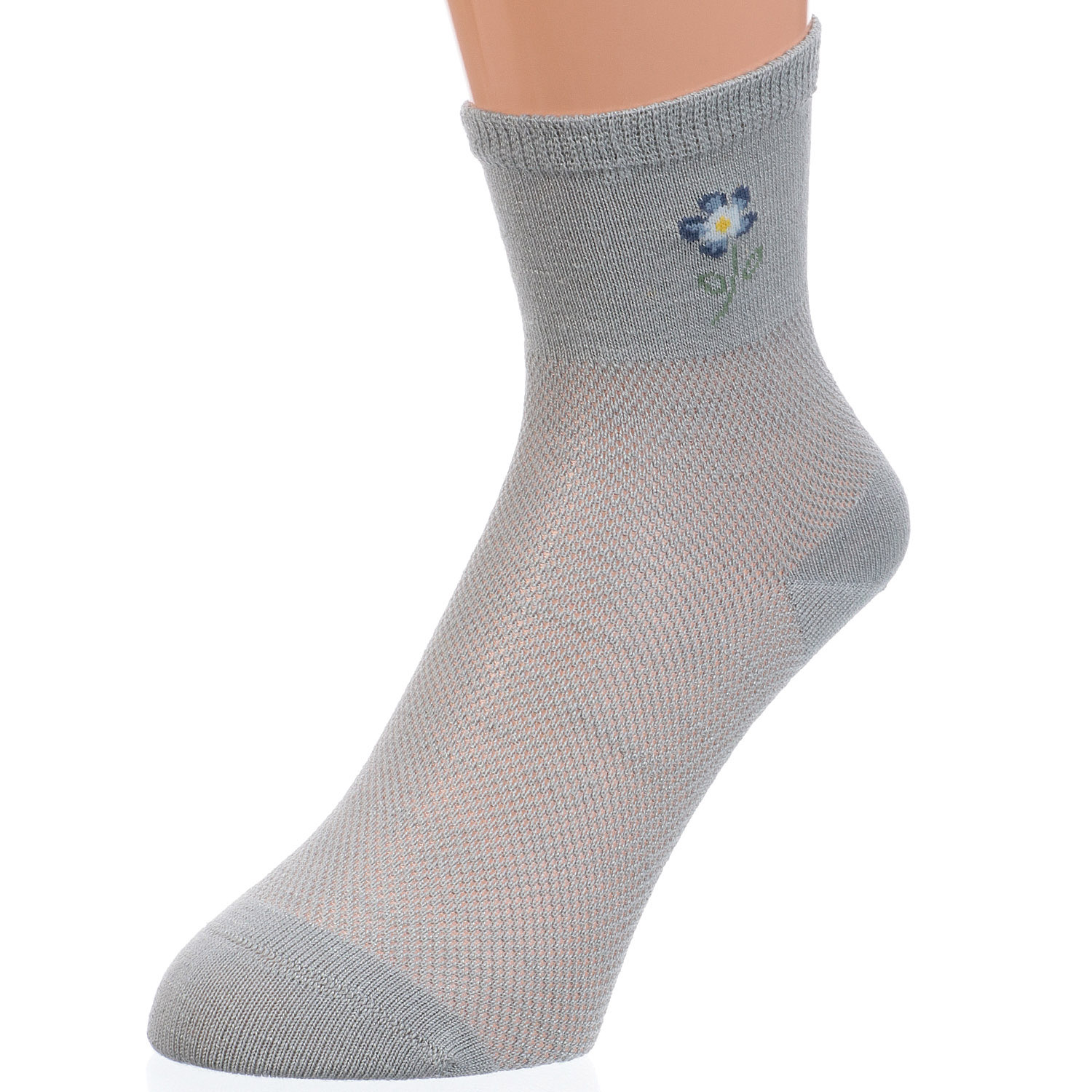 ロークルー丈 綿麻入 花切替メッシュ無地【在庫限り】 - 画像3