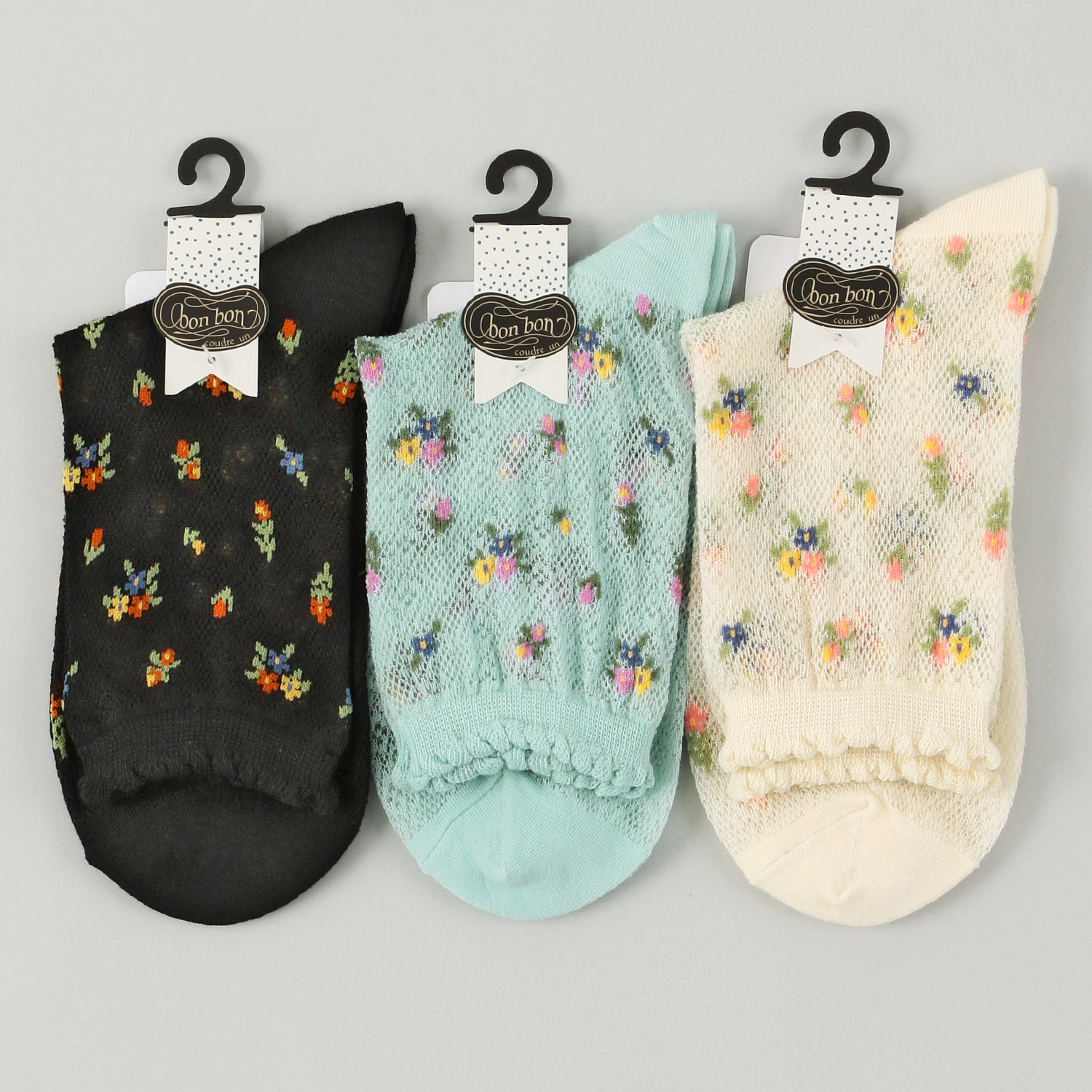 bonbon ロークルー レース風メッシュ 小花