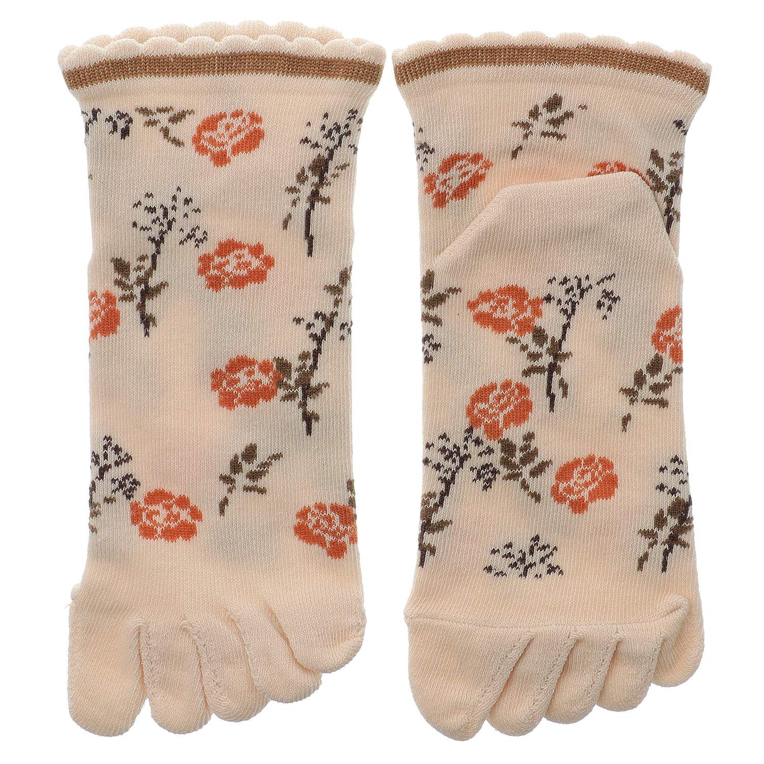 5本指 アンクル丈 表綿100％ ツタ柄【在庫限り】 - 画像2