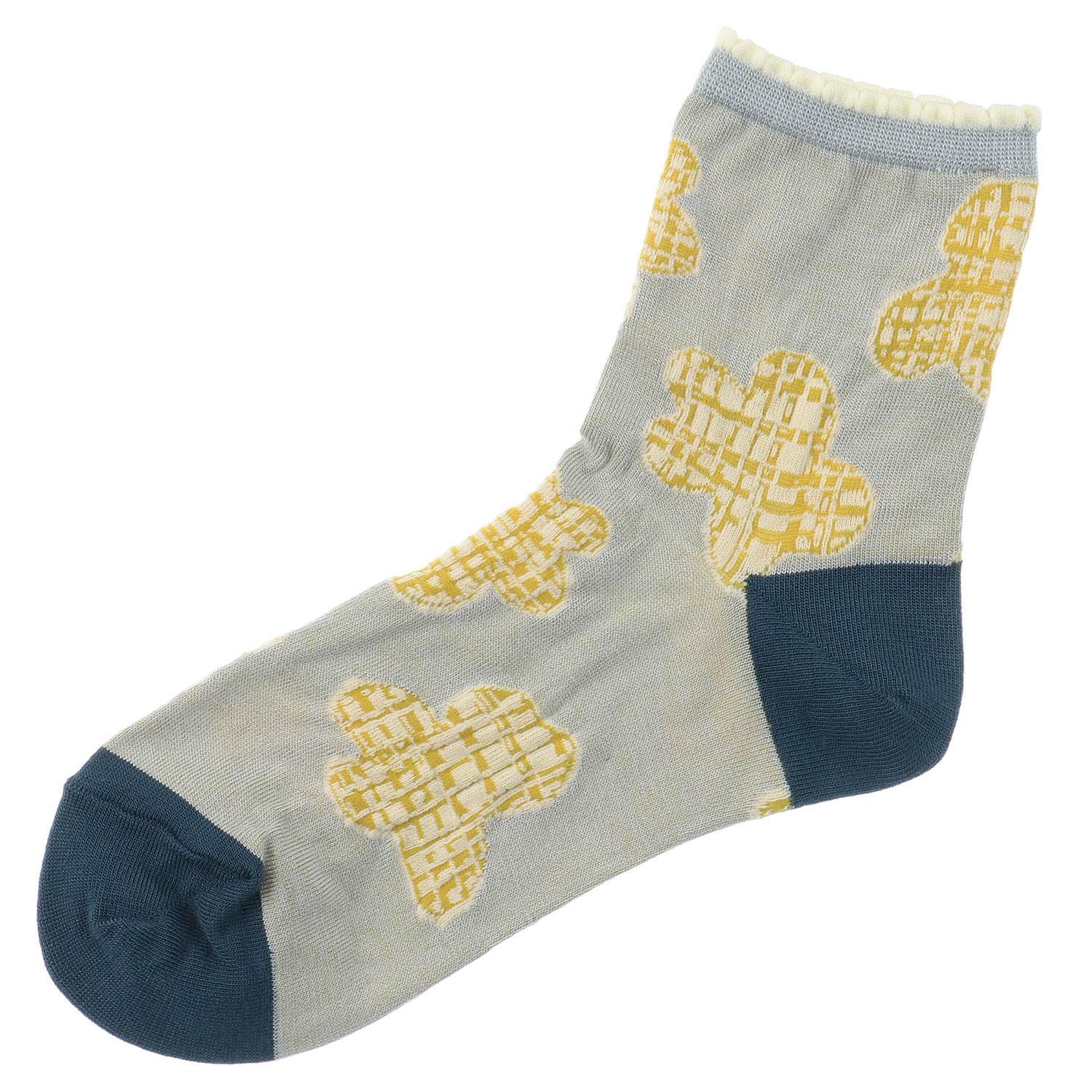 ひやりん抗菌防臭 ロークルー丈 ギンガムフラワー【在庫限り】 - 画像2