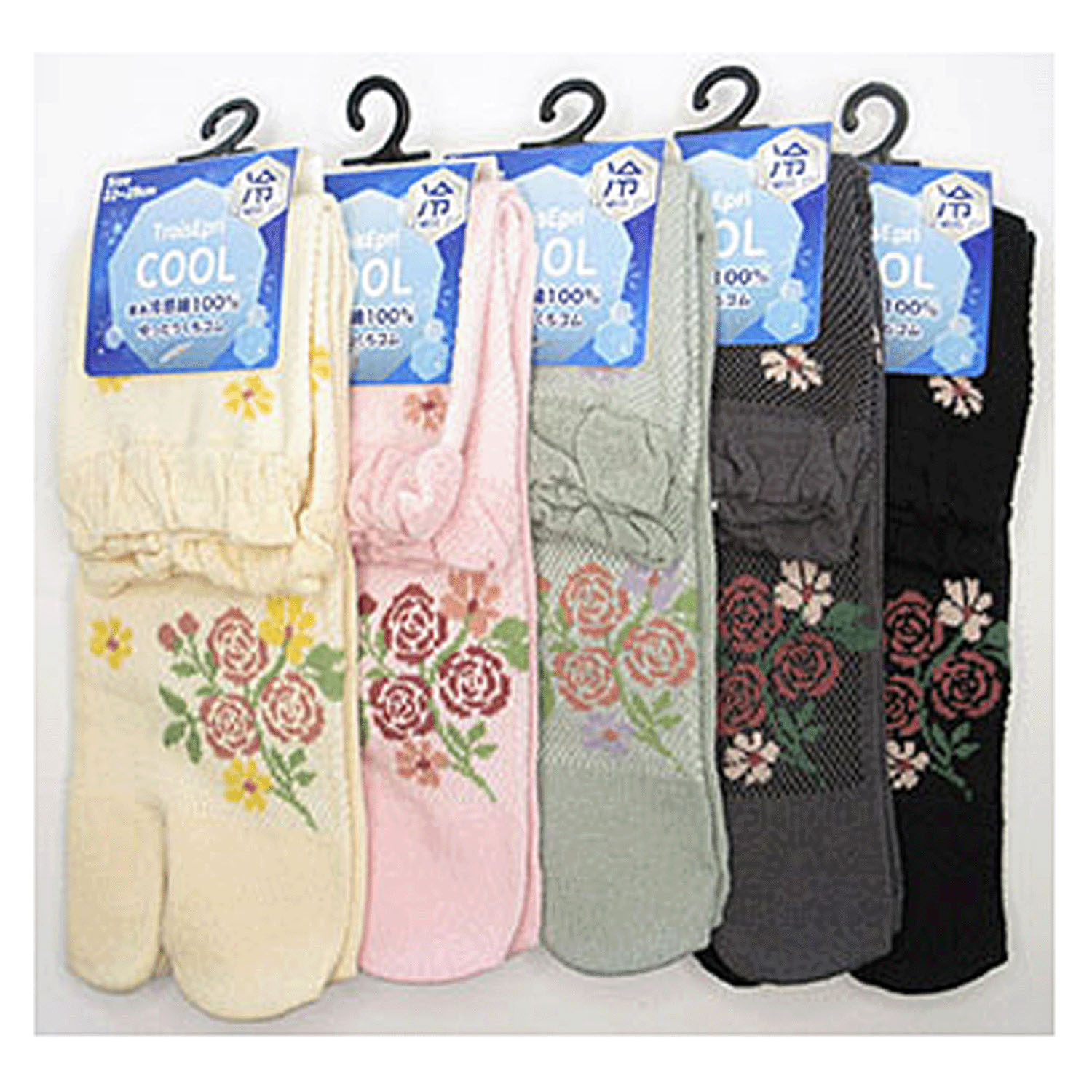 足袋 冷感 総メッシュ＋花柄ワンポイント