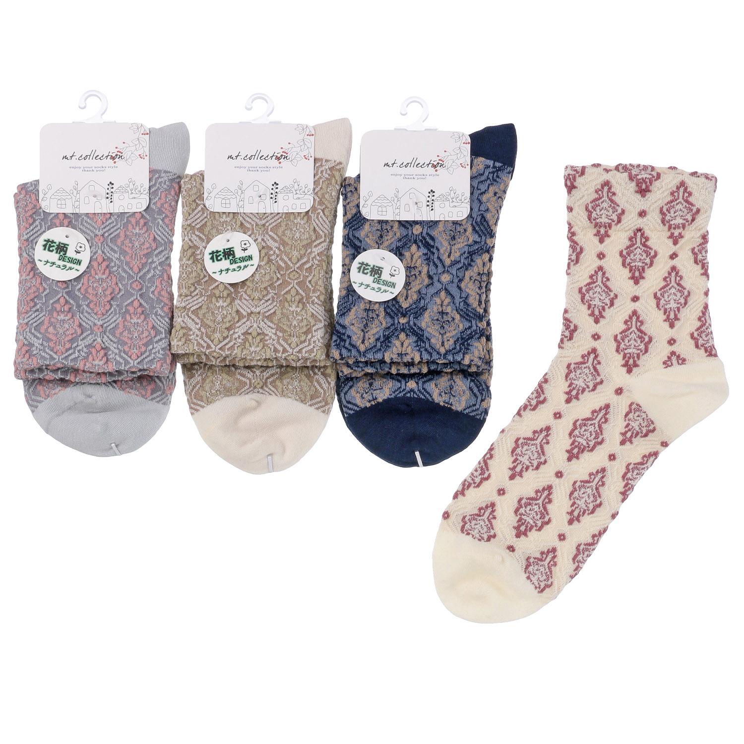 クルー丈 フロート花総柄 靴下【在庫限り】