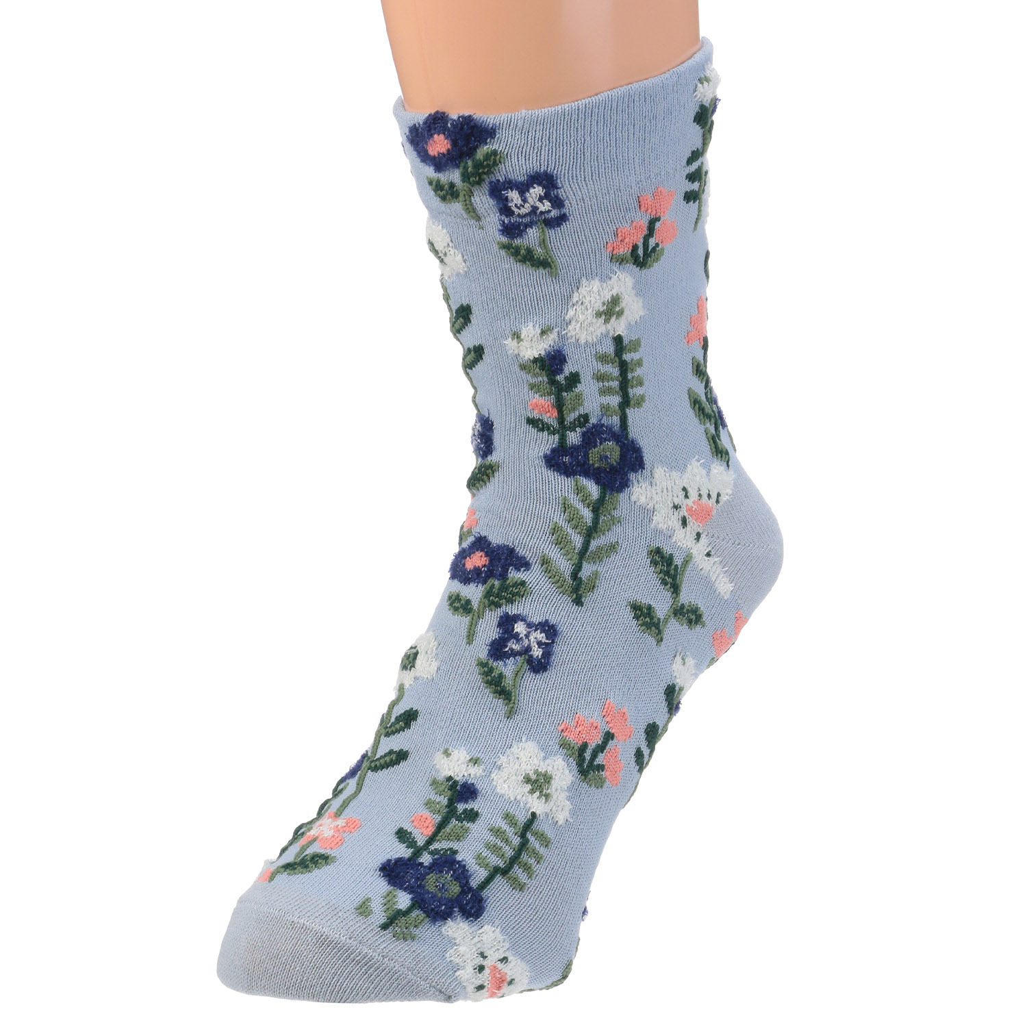 クルー丈 モール花柄 靴下【在庫限り】 - 画像2