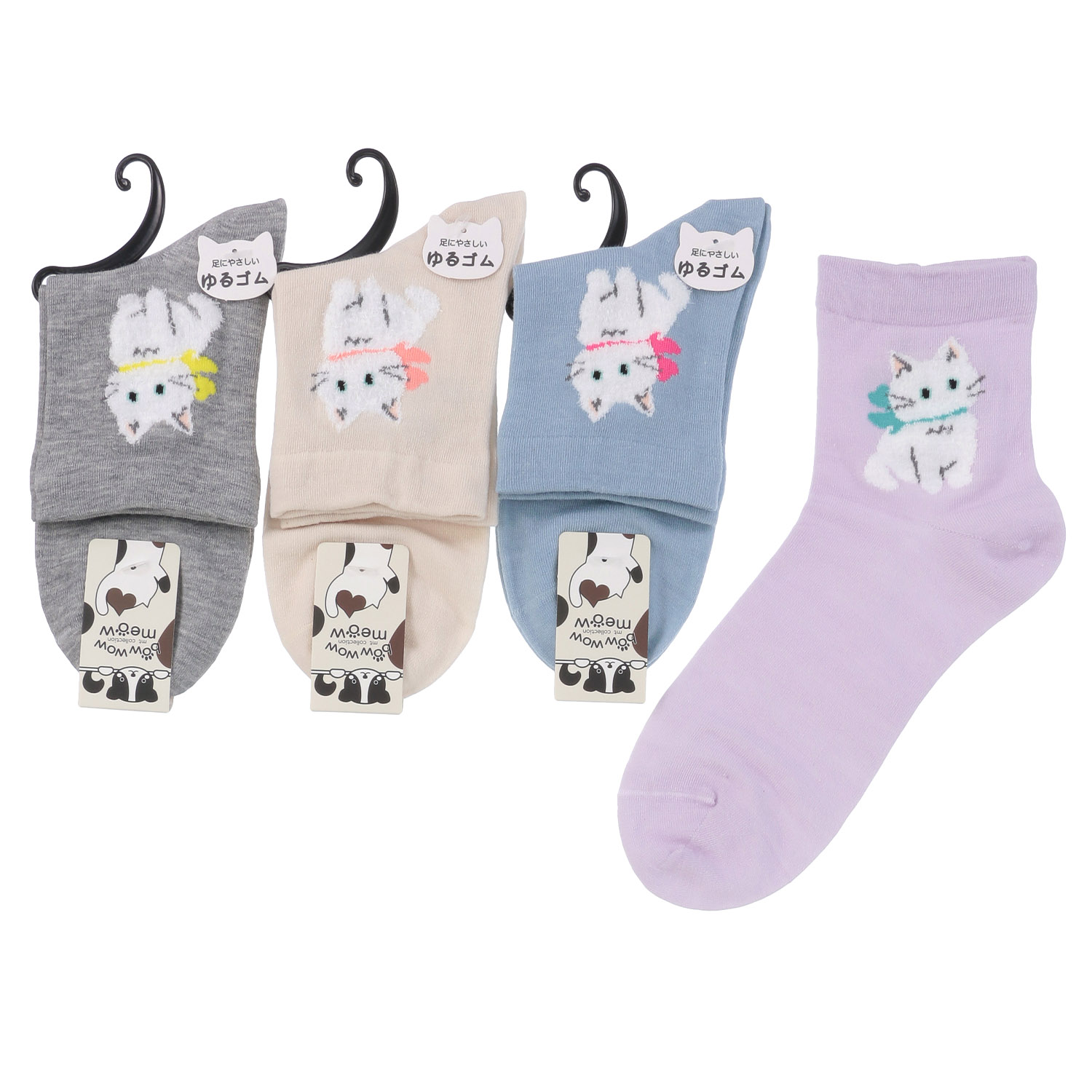 クルー丈 モール猫 靴下【在庫限り】