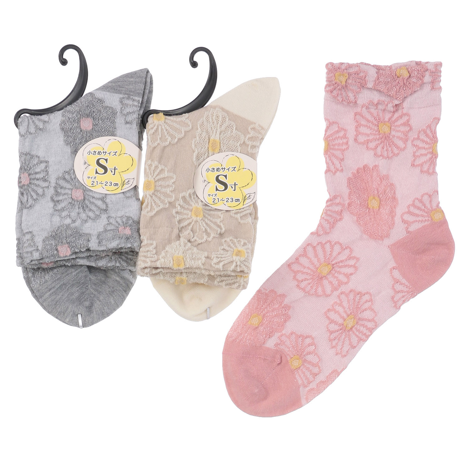クルー丈 小寸（21－23cm） フロート花柄 靴下