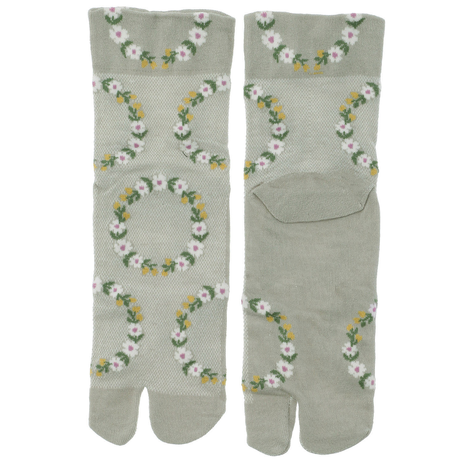 足袋 麻混 リース柄 靴下 - 画像2