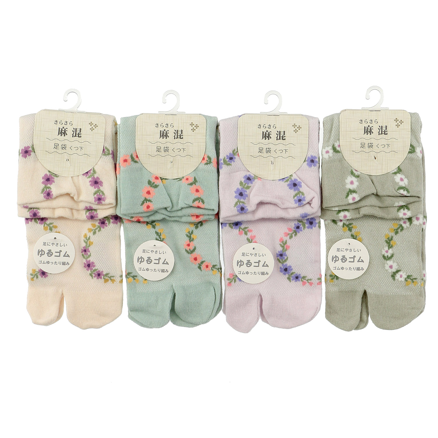 足袋 麻混 リース柄 靴下